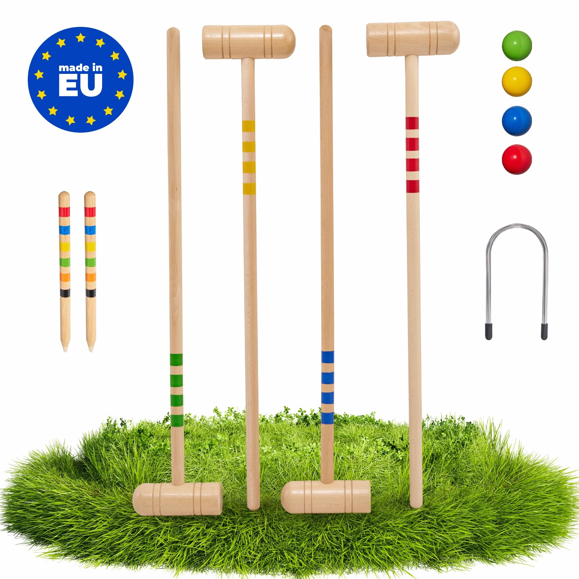 GICO Jeu de Croquet 4 Joueurs Maillets Taille Adulte 100 cm Sac de Transport