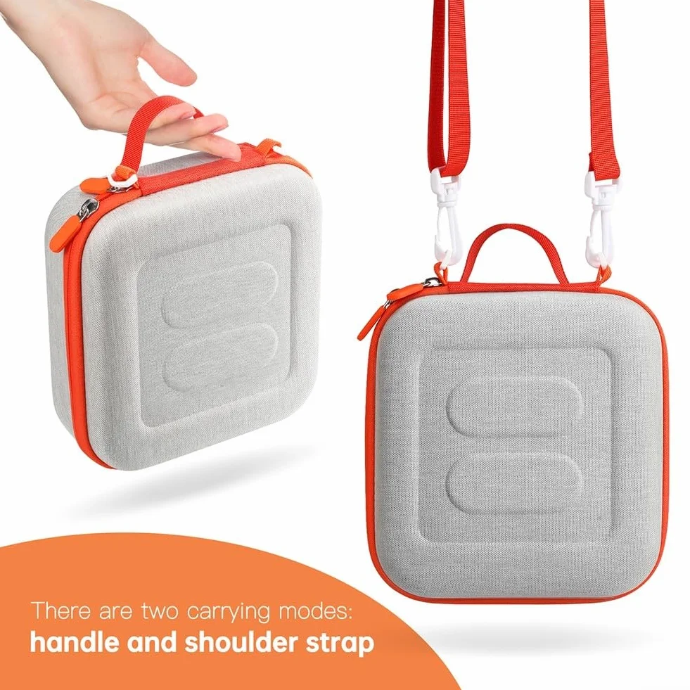 Étui de transport élégant en EVA pour Yoto Mini offrant protection et confort avec une sangle réglable (orange)