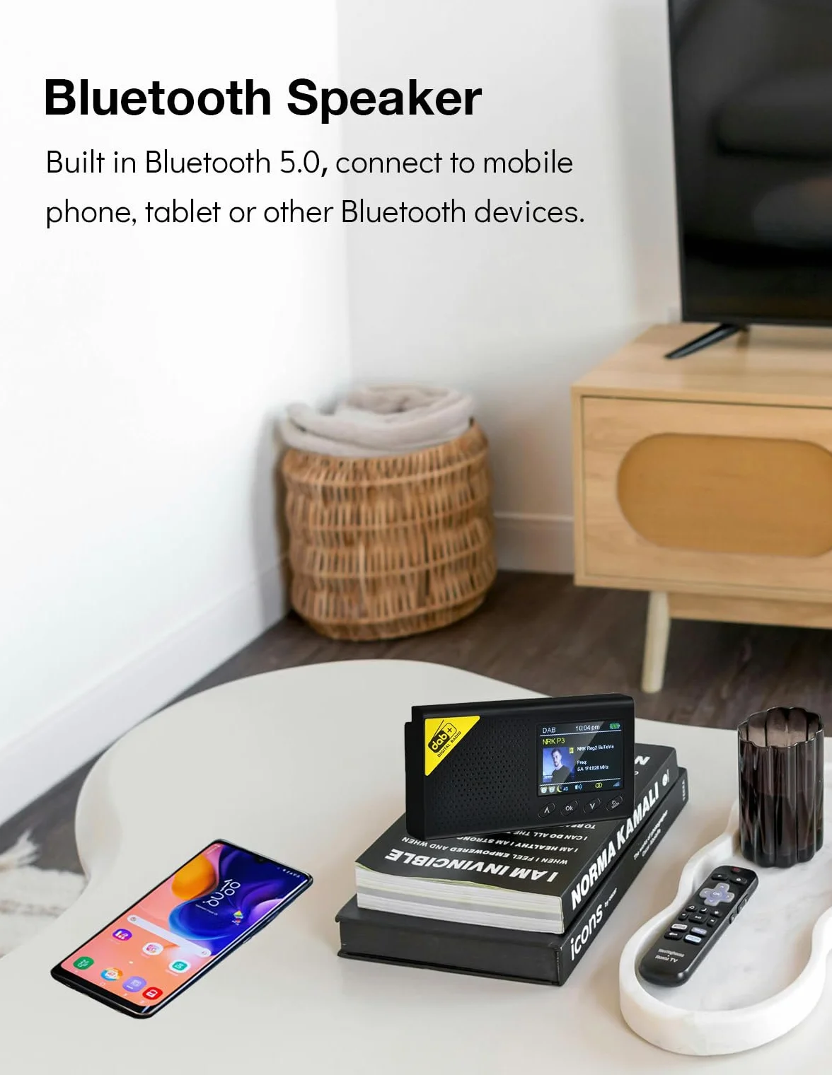 Radio Dab, Dab+ Bluetooth Portable | Batterie Rechargeable ou Alimentation par câble USB-C | 12 Heures de Lecture, Affichage LCD 2.4“, Prise Casque | Double Alarme, FM, 40+ présélections