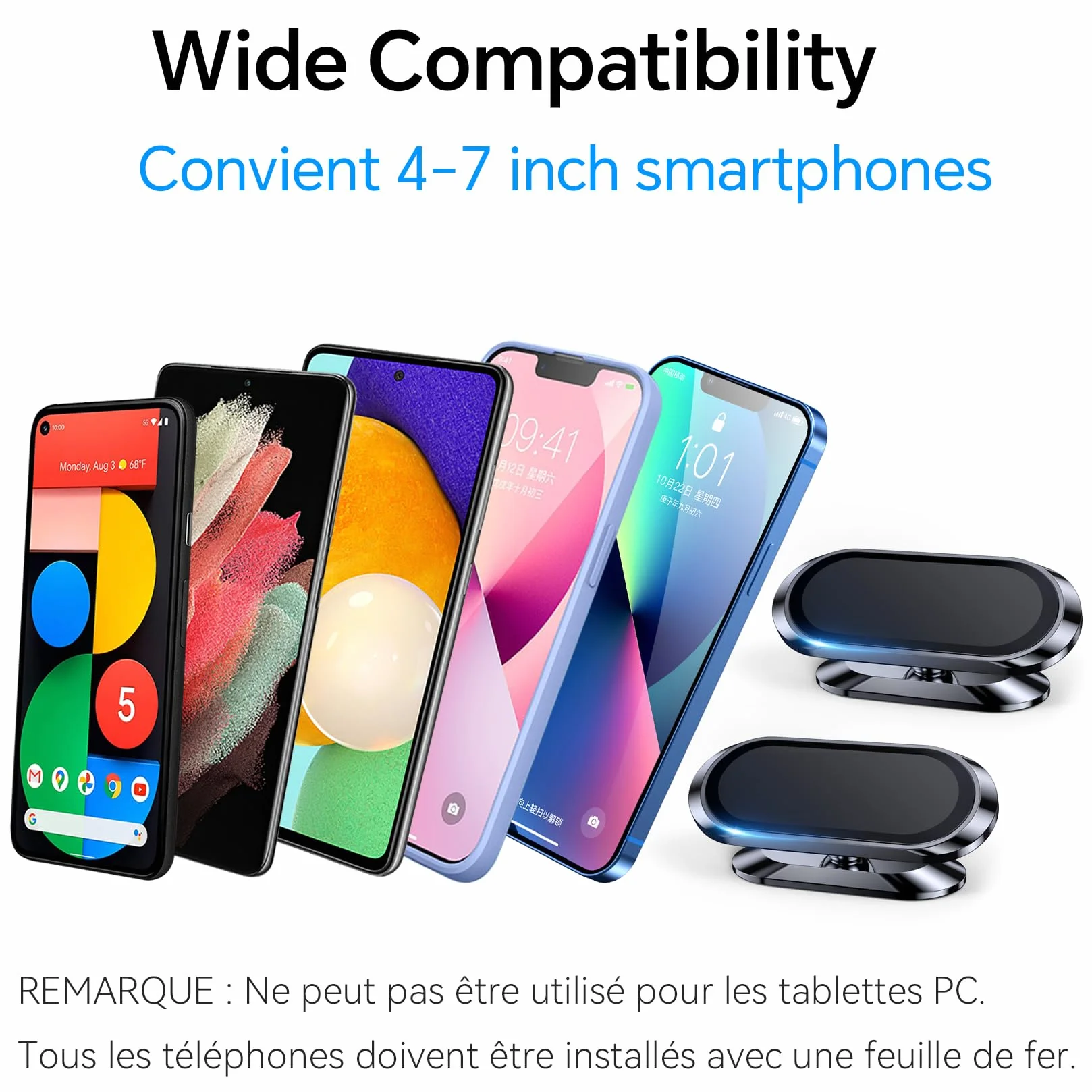 Coolpow Support Telephone Voiture Magnetique 【Lot De 2】Aimant Telephone Voiture【360°】Porte Telephone Voiture Portable Aimanté Adhésif Accessoire Voiture pour iPhone 17 Pro Max 16【avec Plaque de métal】