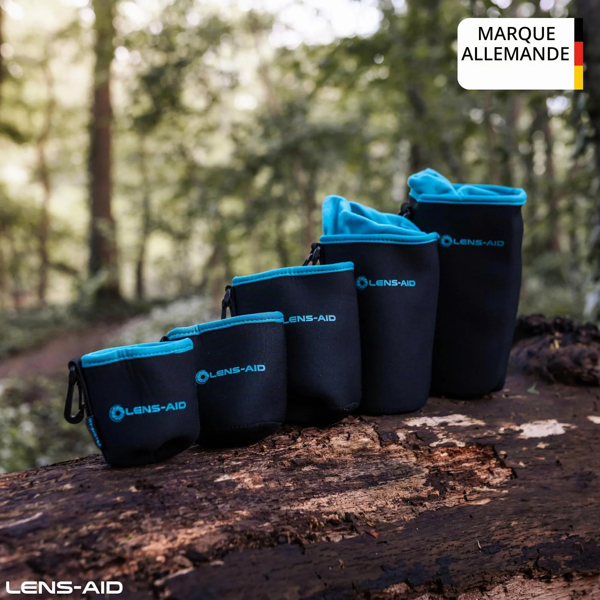 Housse pour Objectifs d’Appareil Photo en Néoprène avec Doublure en Polaire, Etui avec Cordon
