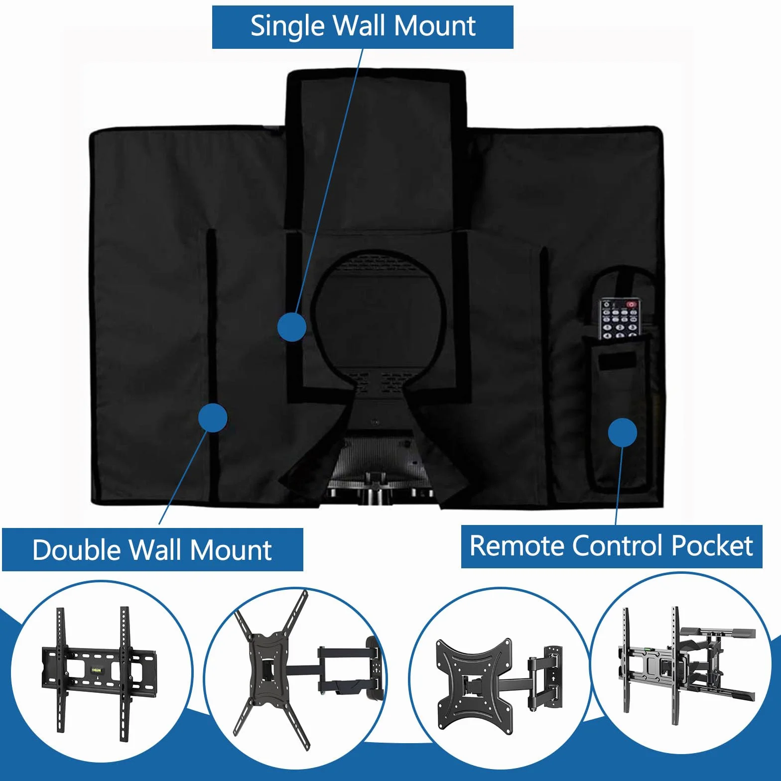 NONMON Housse de Protection TV Extérieur 50-52 Pouce Oxford 600D Résistante aux Intempéries