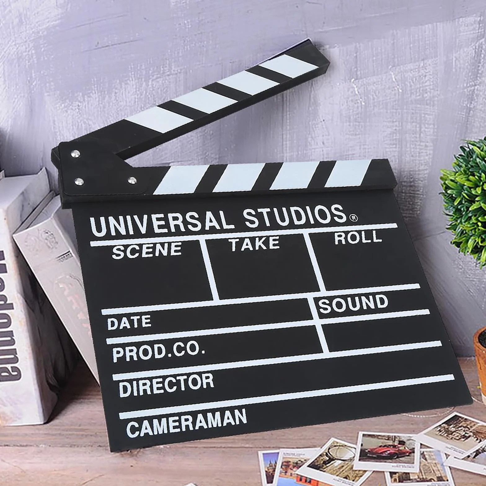 Rabat de Film,Clap de Cinéma Professionnel en Bois Clap de Réalisateur avec Ardoise Synchronisée Effaçable pour Films Séries TV Publicités Fêtes Adultes et Photomaton