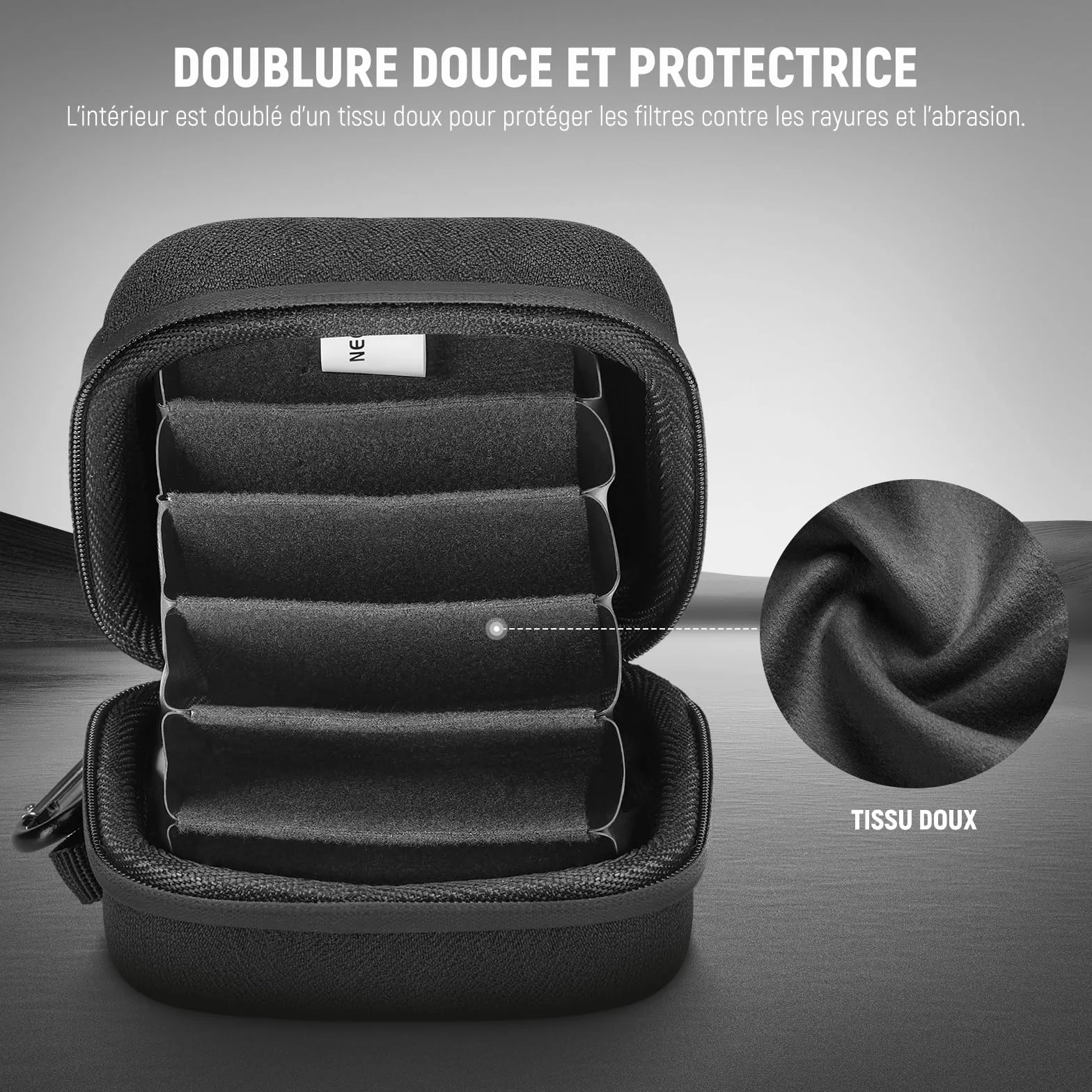 NEEWER Sac de Rangement pour Filtres PB12 11x11 cm avec Séparateurs, Dragonne et Mousqueton