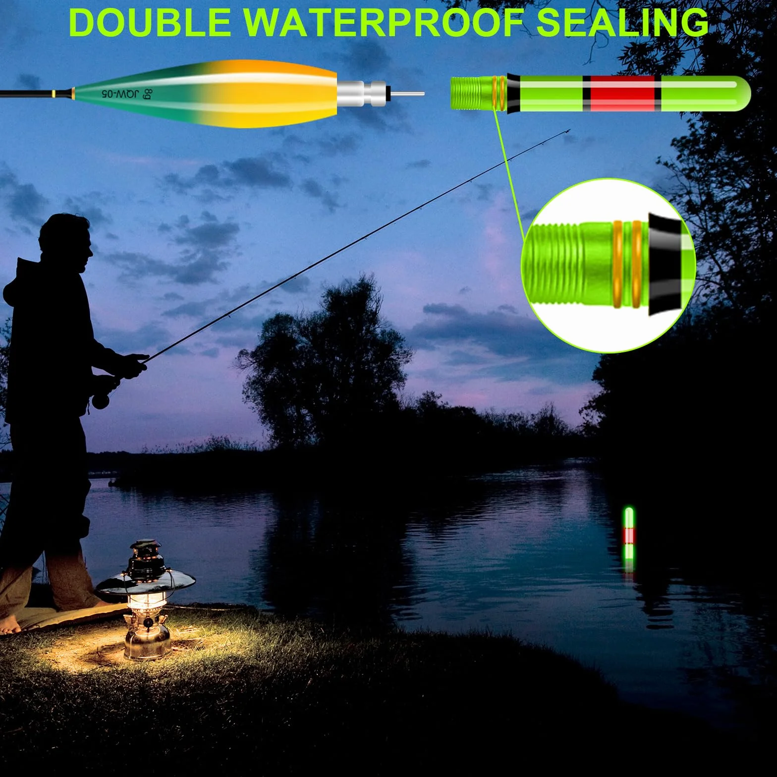 GAOUTO Lot de 3 flotteurs de pêche LED avec batterie CR425