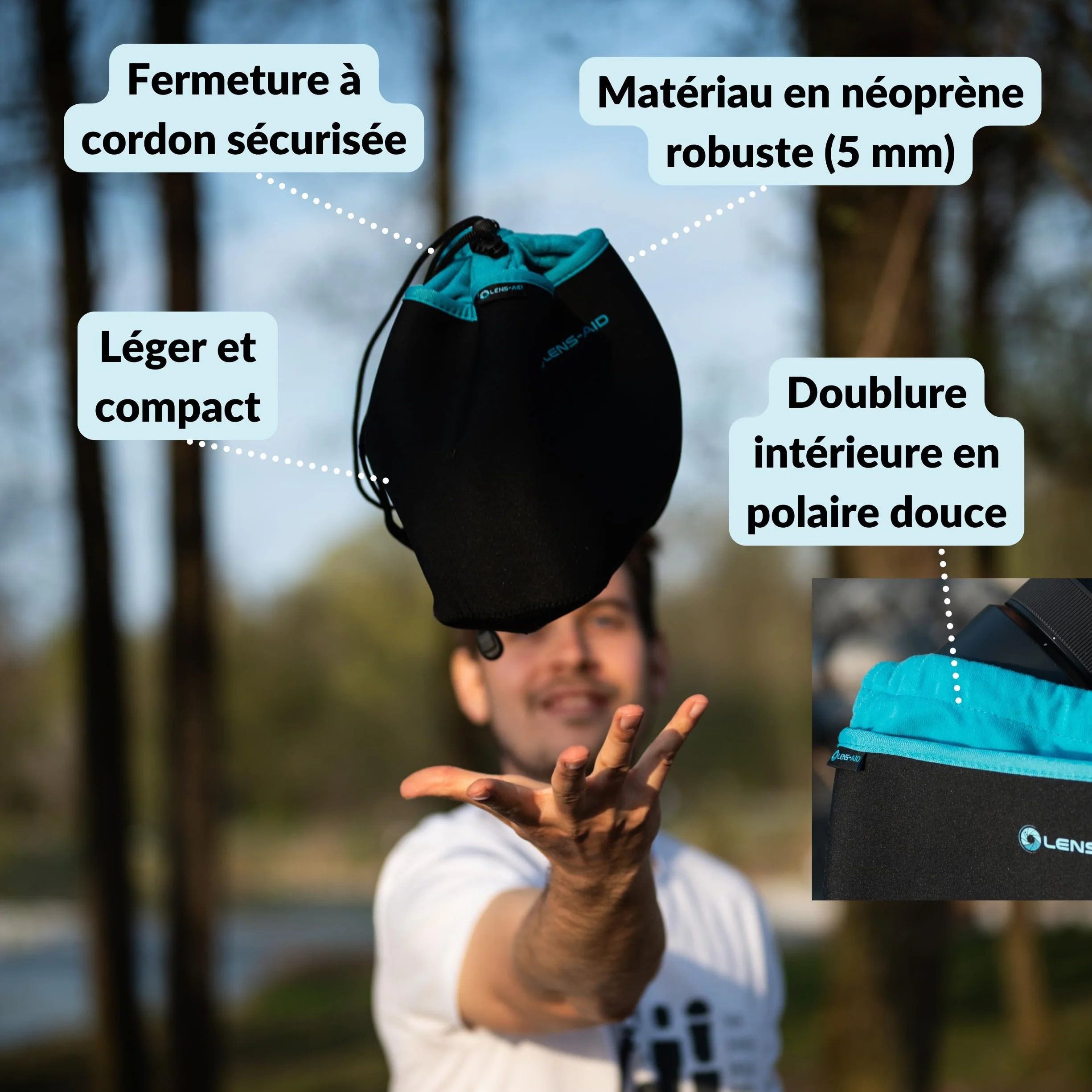 Sacoche en néoprène pour appareil photo avec doublure de protection (M)