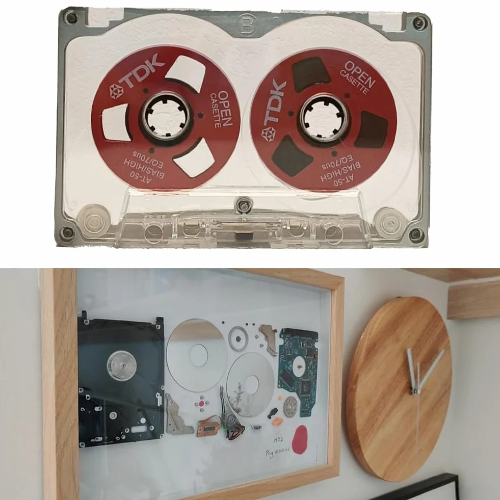 Cartouche vide de 55 minutes, double face, disque métallique ouvert, disque de bande de cassette vide, C