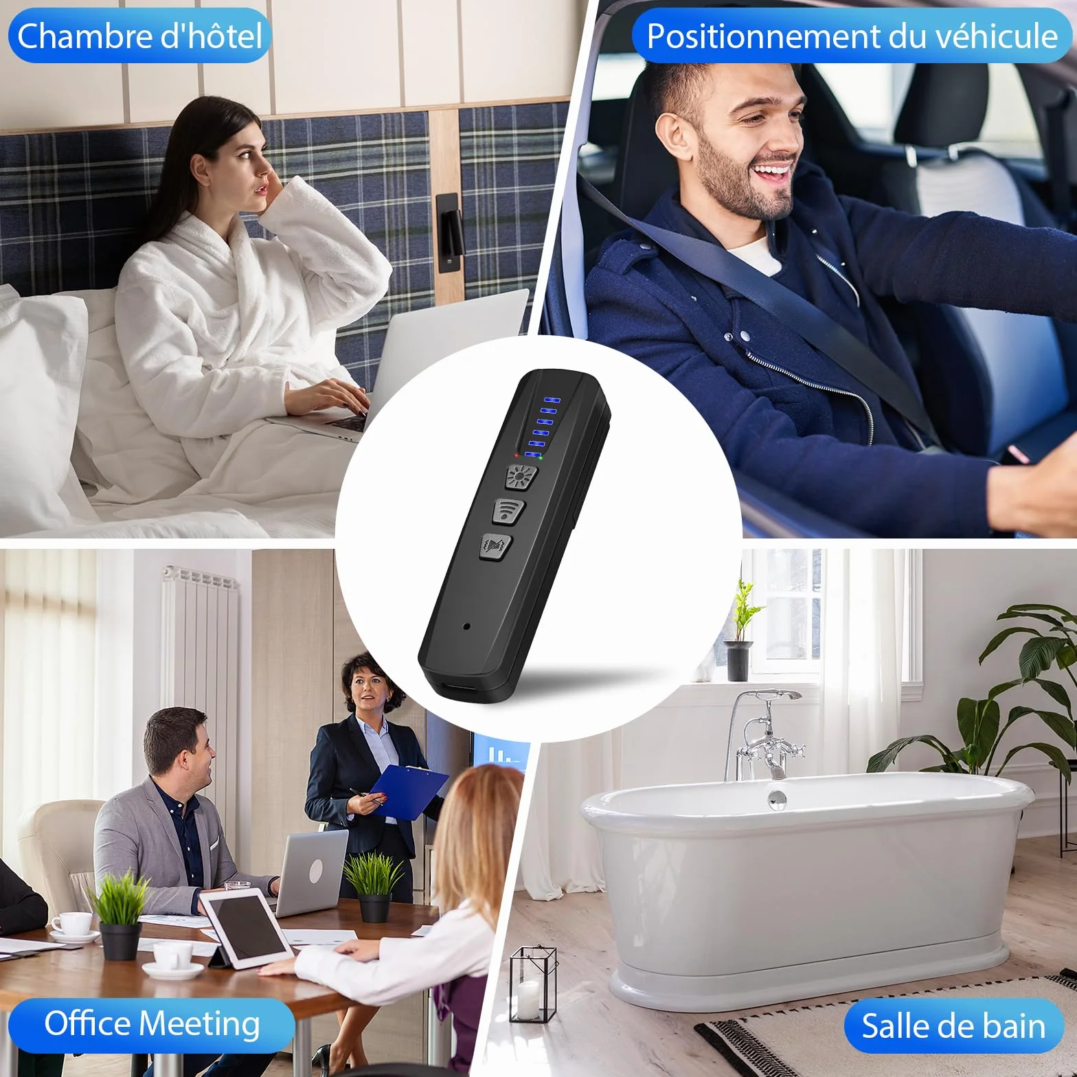 Detecteur de Camera et Micro Espion, Detecteur de Traceur GPS Voiture, Détecteur de Caméra Espion WiFi et Scanner RF pour Hôtel, Salle de Bains, Voiture, Bureau et Voyage
