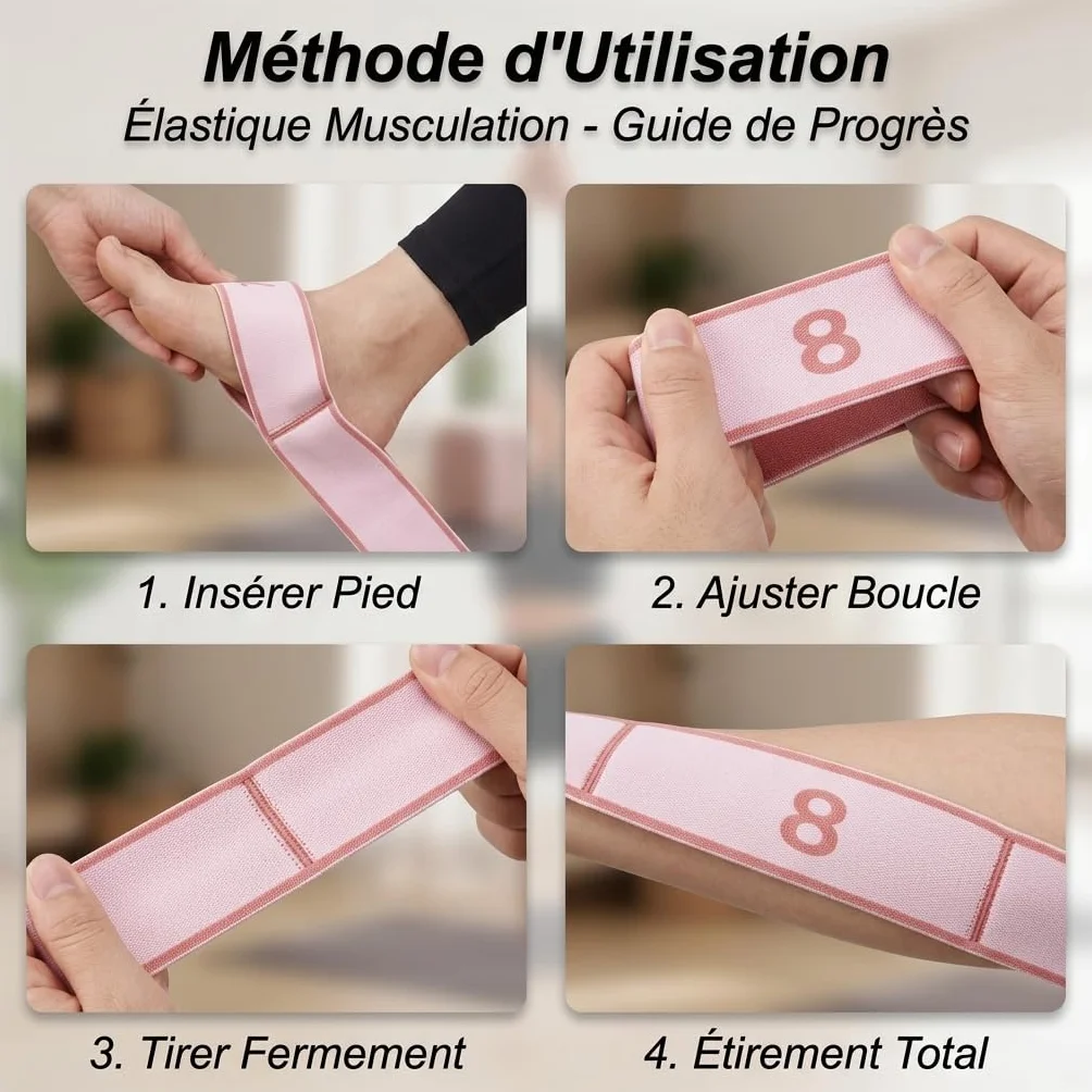 Bande Élastique Musculation 8 Niveaux de Résistance Set Cordes Élastiques Fitness Durable Yoga Pilates Danse Latine Gym Rééducation