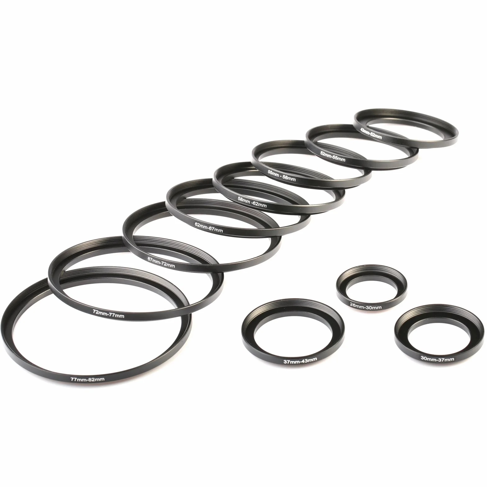K&F CONCEPT 11pcs Stepping Rings Bagues d'Adaptation Filtre Adaptateur en Métal 26-30MM,30-37MM,37-43MM,43-52MM,52-55MM,55-58MM,58-62MM, 62-67MM,67-72MM,72-77MM,77-82MM