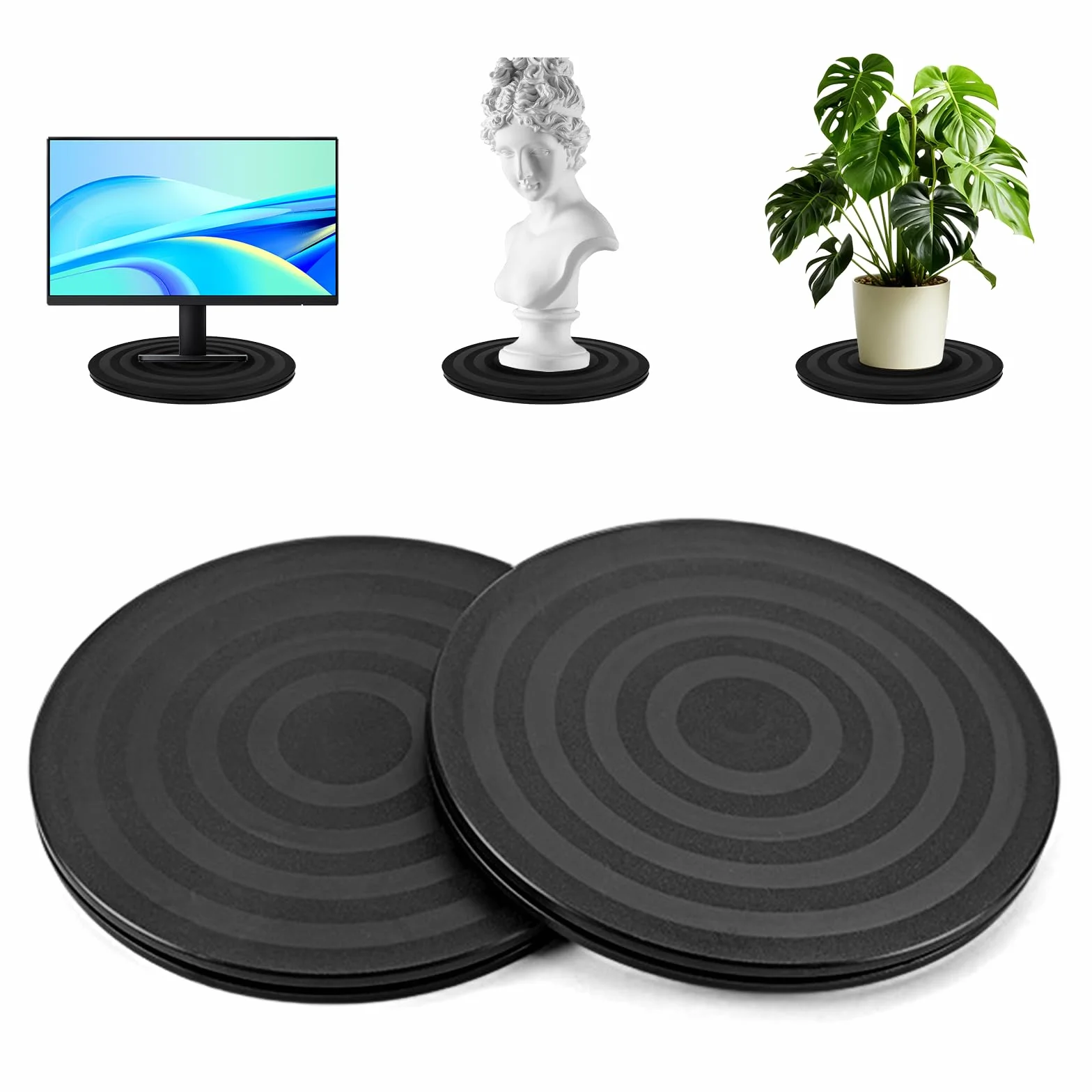 2pcs Plateau Tournant Manuel 20cm Tourne-Disque Rotatif Universel Plateau Pivotant Plateforme Rotative 360 Degré Support De Base Rotatif pour Moniteur,TV,Ordinateur,Artisanat,Bonsaï