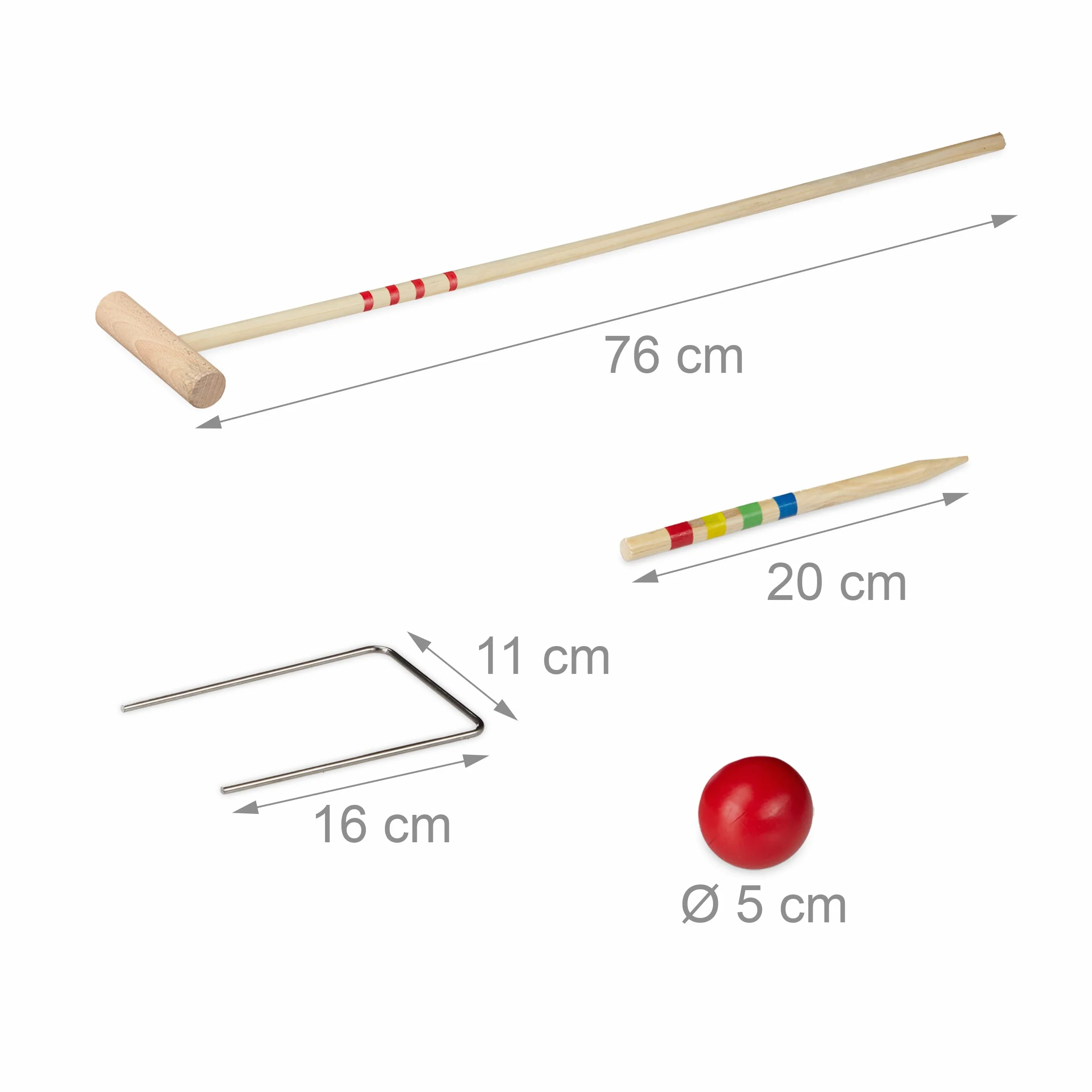 Relaxdays Jeu de Croquet en Bois 4 Joueurs Set Complet avec Sac