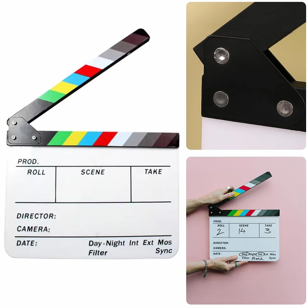 Clap de Cinema, Acrylique Film Clapper, Clap Cinéma, Movie Clapper, Réalisateur Scène Clap, Scènes d'action Cut Clapper Ardoise, TV Movie Action Board Film Cut Prop, pour Tournage Film, Studio Live