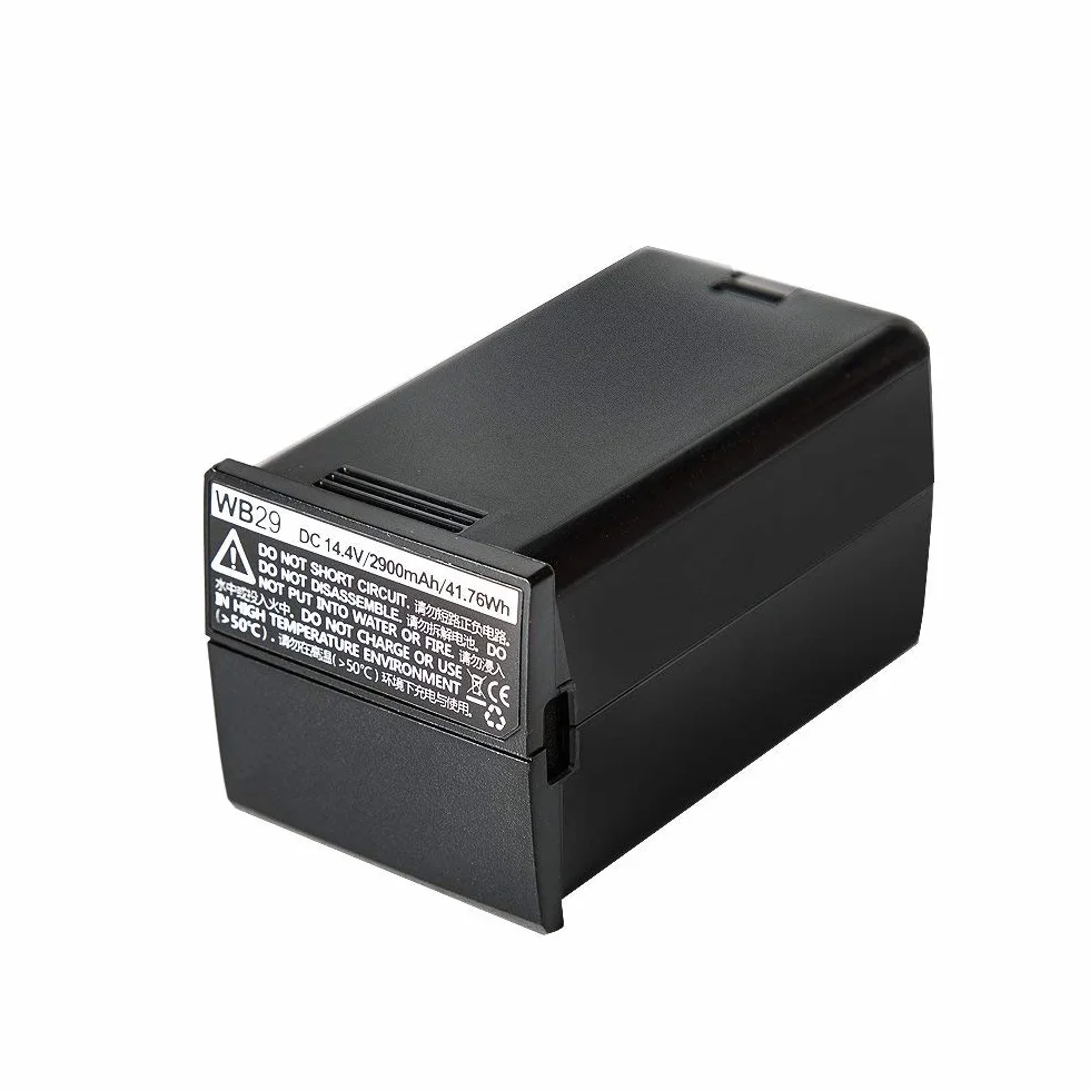 Fomito Godox Batterie au Lithium WB29 DC 14.4V 2900mAh 41.76Wh pour Bloc d'alimentation Godox AD200 AD200Pro Flash