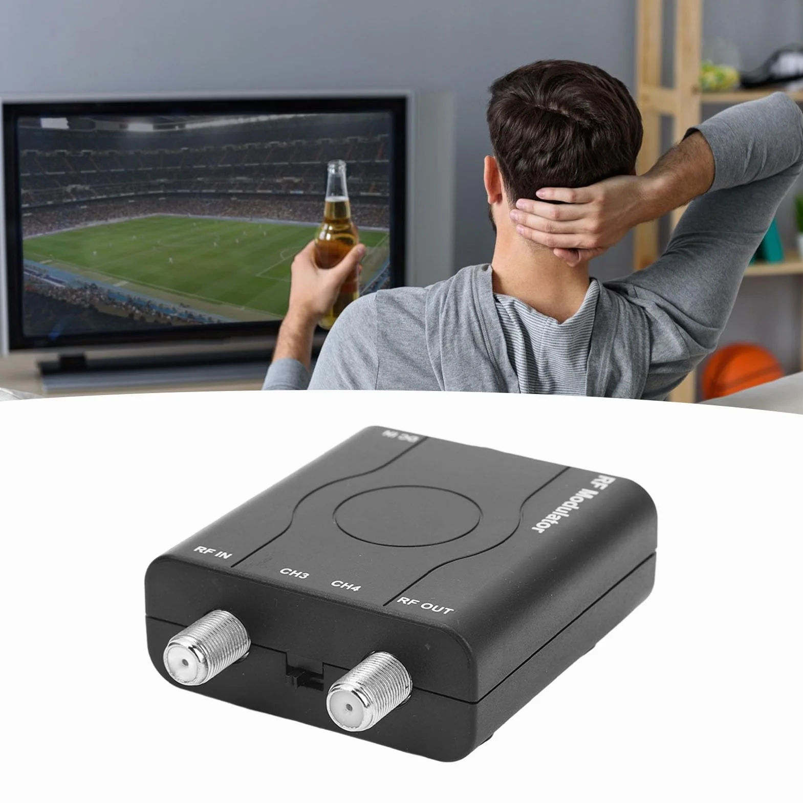 Modulateur HDMI vers RF, Convertisseur Coaxial HDMI Adaptateur HDMI vers Coaxial 1080P Contrôle PLL Fréquence de Travail VHF HDM61 Interface Multimédia HD vers Modulateur RF