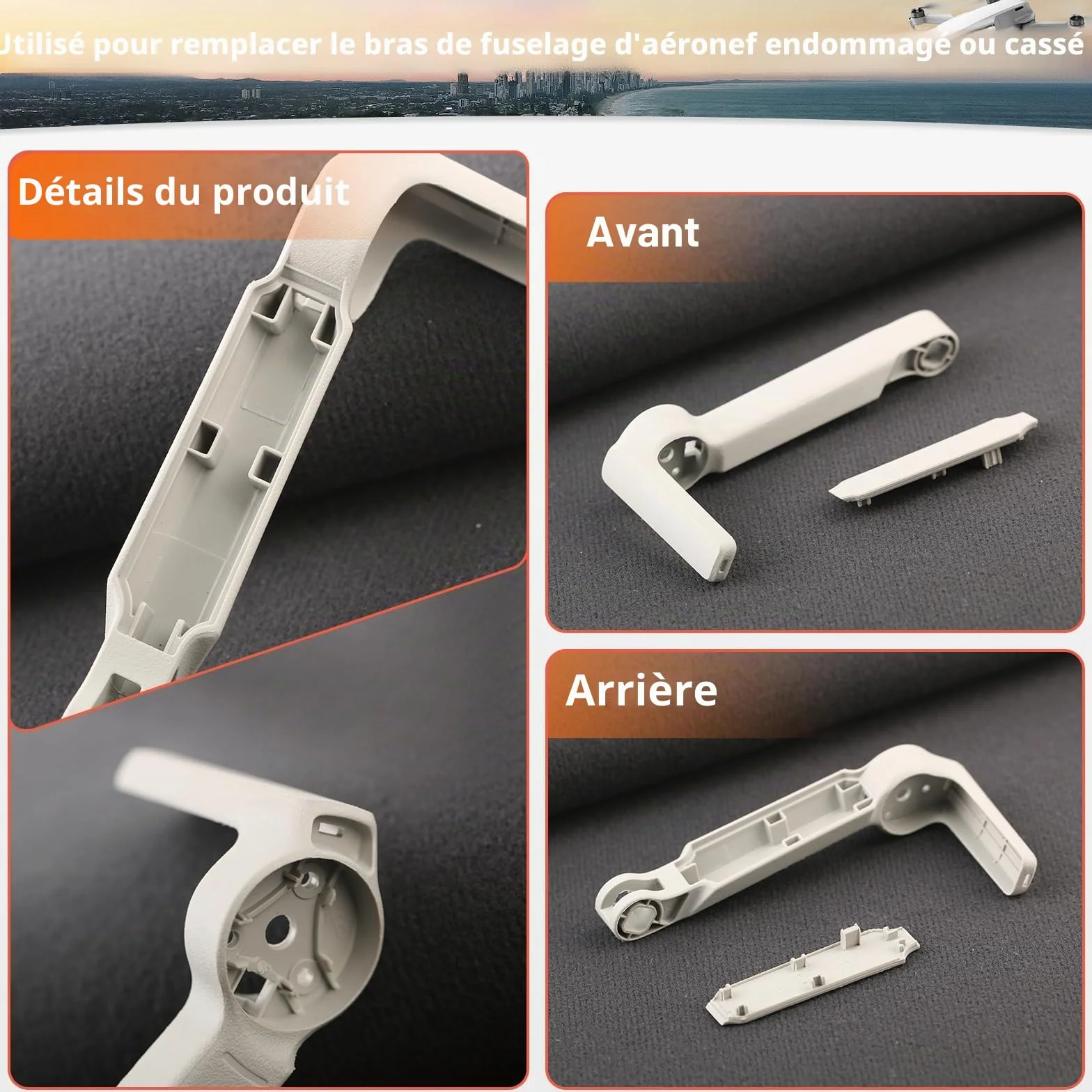 Bras de Rechange sans Moteur pour DJI Mini 2/Mini/Mini SE Coque de Bras de Réparation pour DJI Mini 2/Mini/Mini SE Drone (Avant Droit)