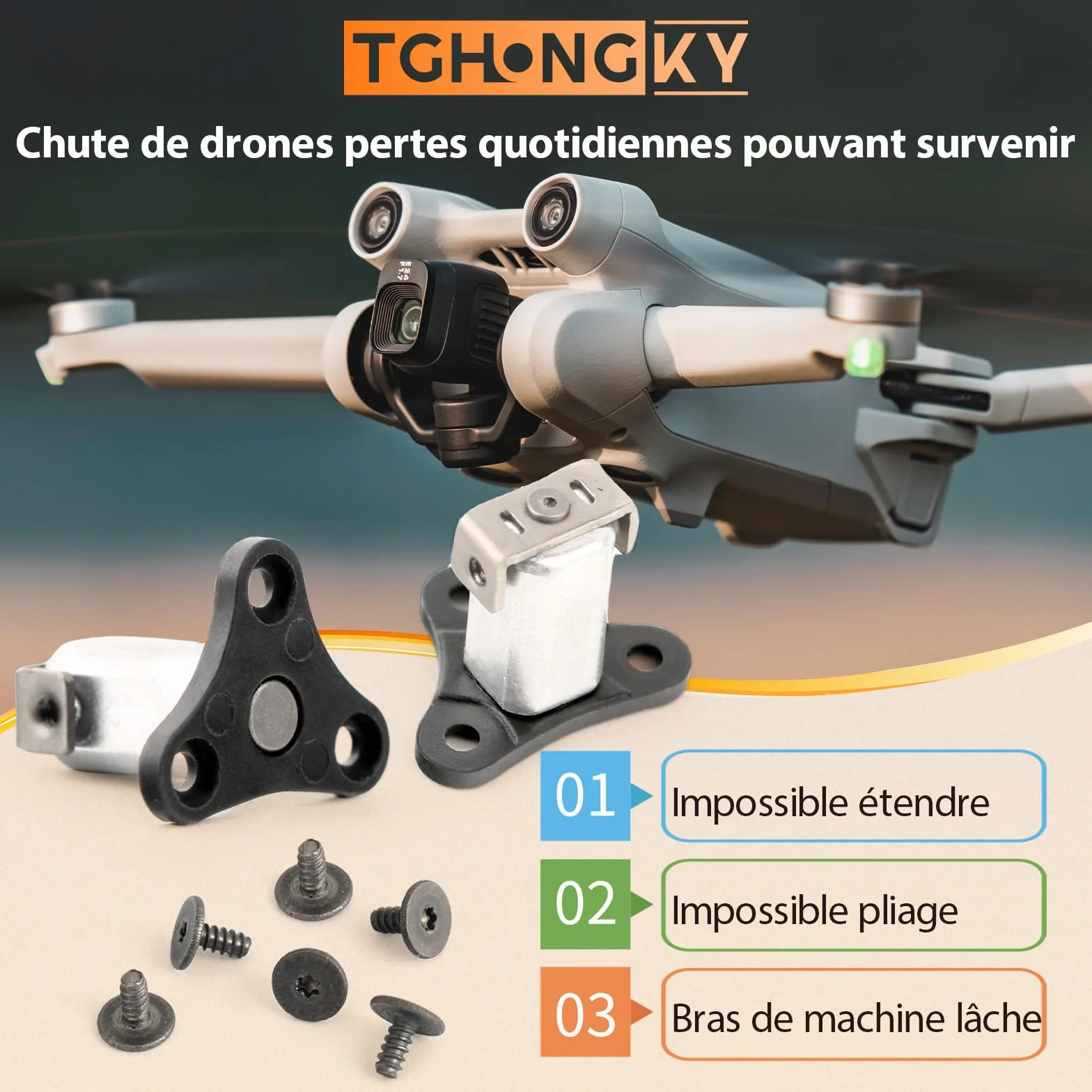 2* Pivot de Bras Avant pour DJI Mini 3/Mini 3 Pro Bras de Drone pour DJI Mini 3/Mini 3 Pro Axe de Bras Avant (6* vis Axe de Bras Avant,1* Outils 4 en 1)