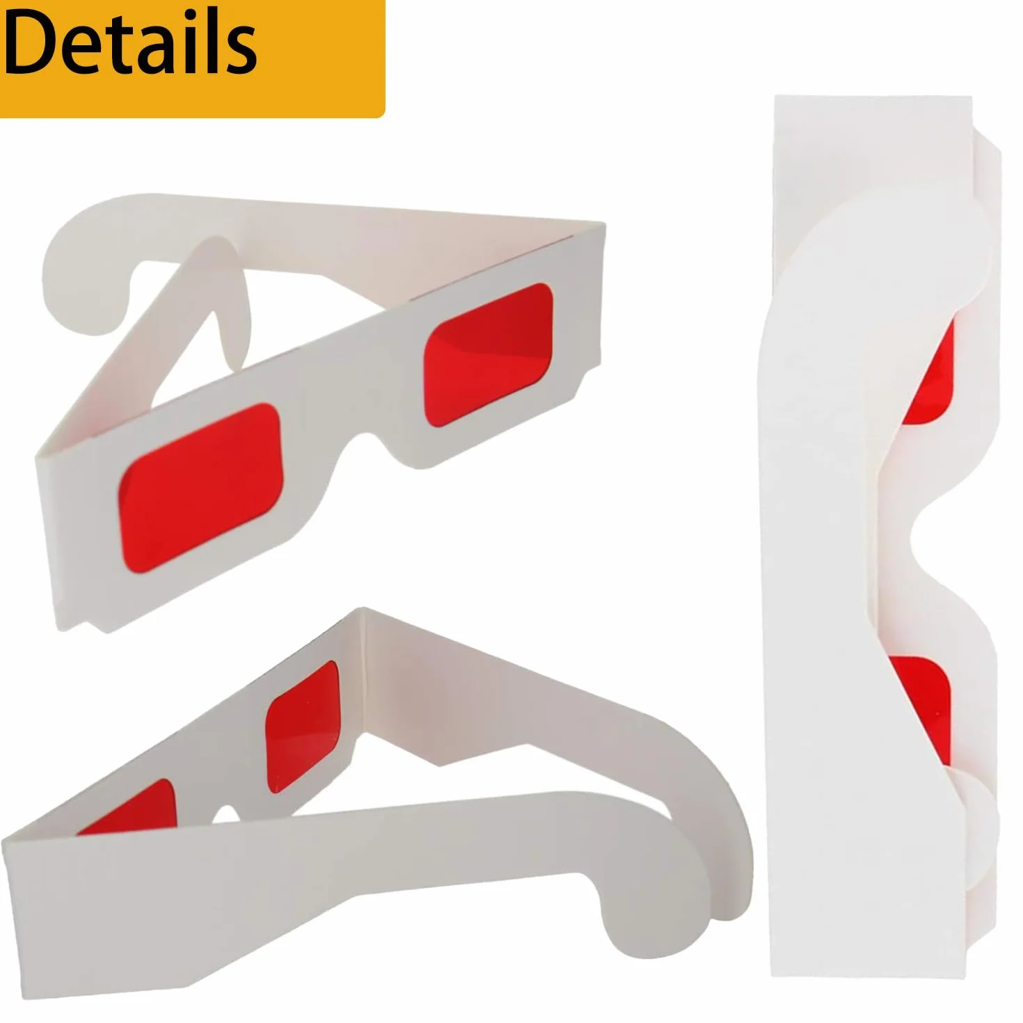 Lot de 20 lunettes 3D rouges en papier rouge pour film 3D Secret Reveal - Verres rouges 3D - Lunettes de visualisation 3D