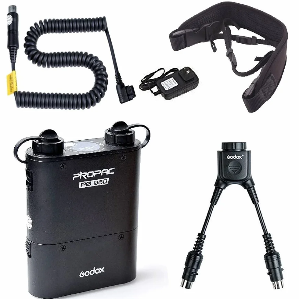 Fomito Godox PB960 Batterie Portable pour Flash Externe, Double Sortie, pourNikon SB910, SB900, SB800, SB28 Euro, SB28DX, SB80DX,for AD600 AD360 II AD180 Flash pour téléphone Portable