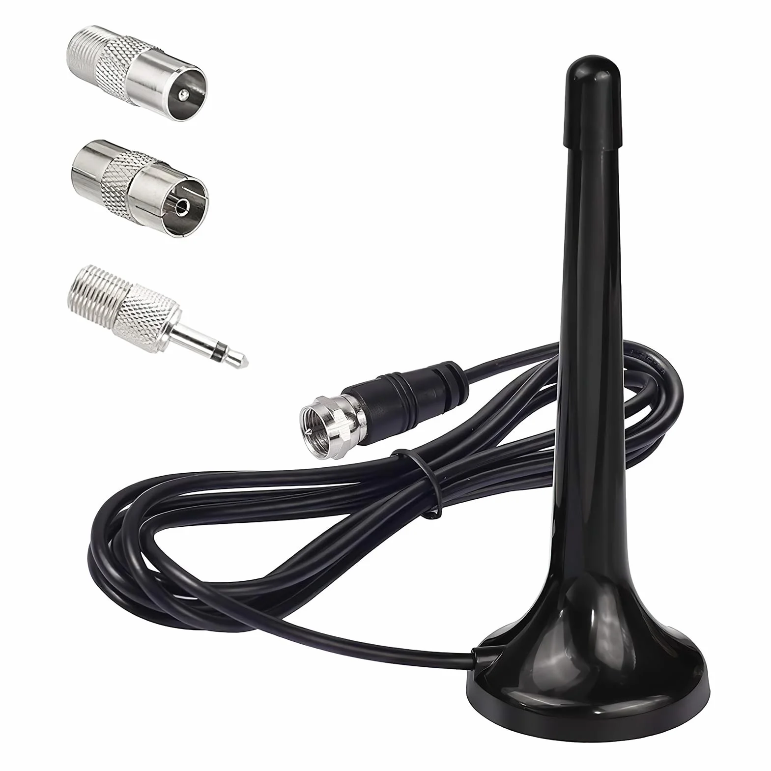 Antenne Radio FM Dab Intérieur Télescopique avec Base Magnétique, Compatible avec Récepteurs Stéréo, 75 Ohm Base Tuners Radio Portables, et Systèmes Hi-FI, Installation Facile Plug and Play