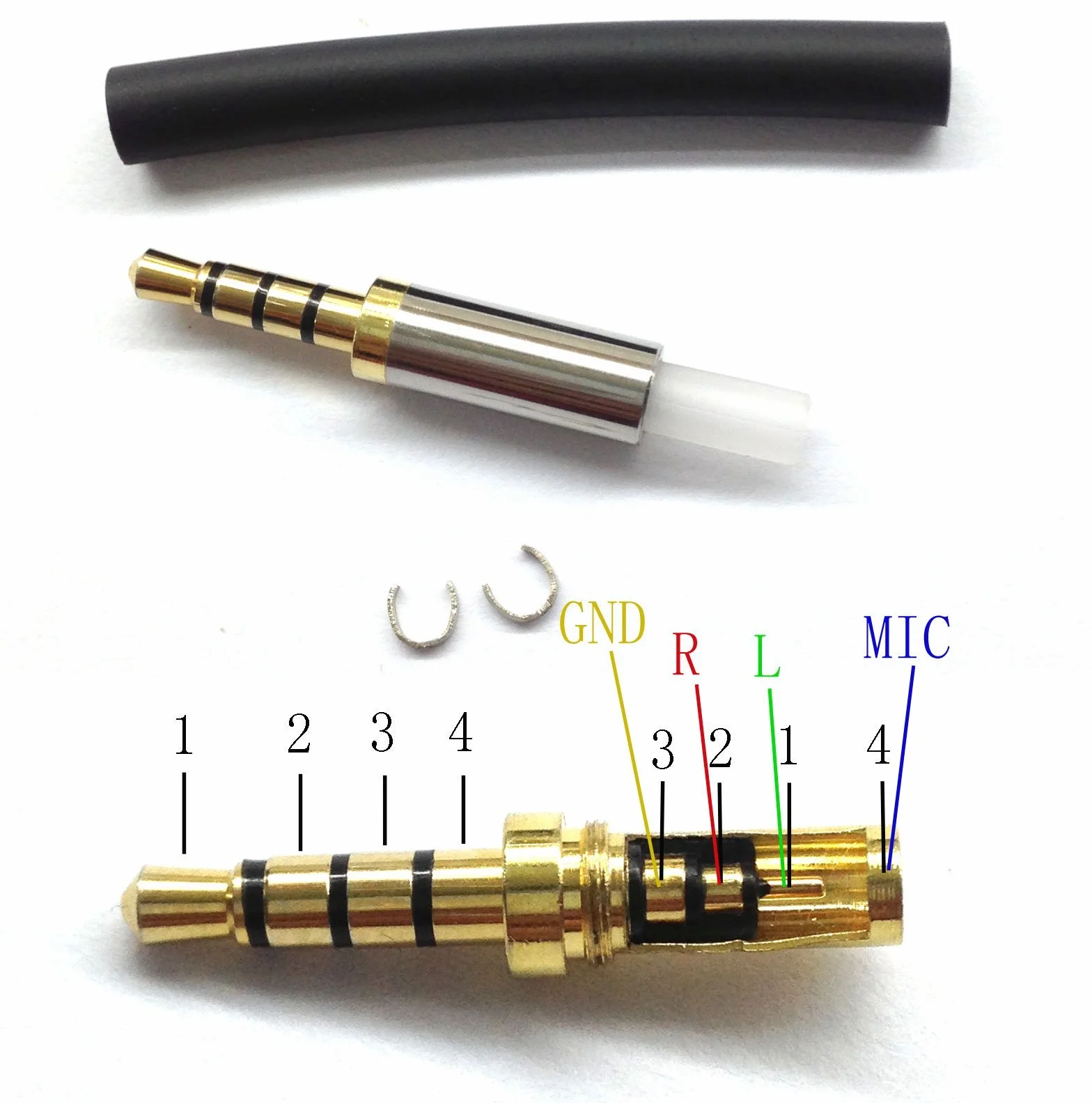 KetDirect Gold 4 Prise jack mâle 3,5 mm métallique à souder et ressort