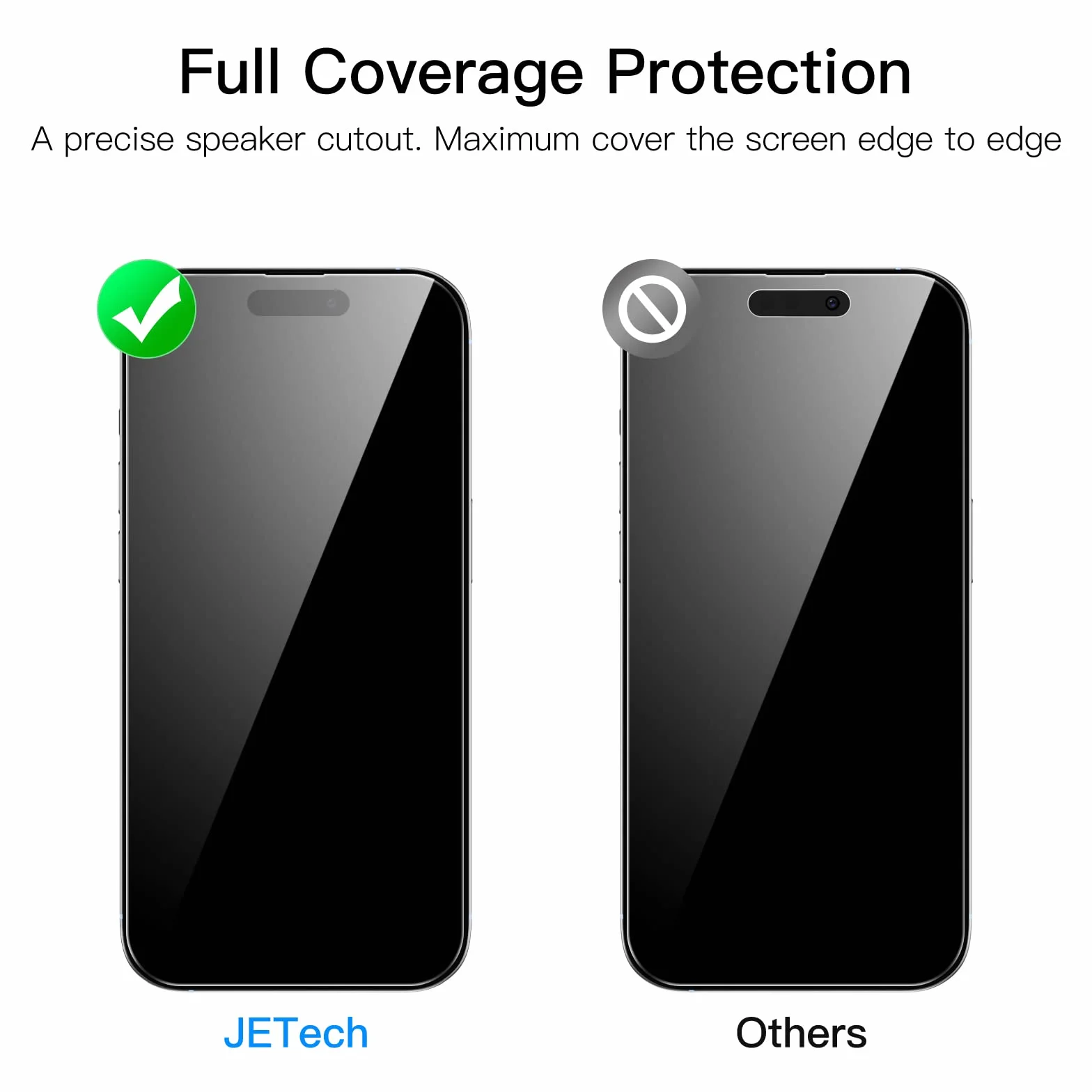 JETech Protection d'Écran à Couverture Complète pour iPhone 14 Pro 6,1 Pouces, Integrale Film en Verre Trempé 9H Compatible Coque, HD Transparent, Lot de 3