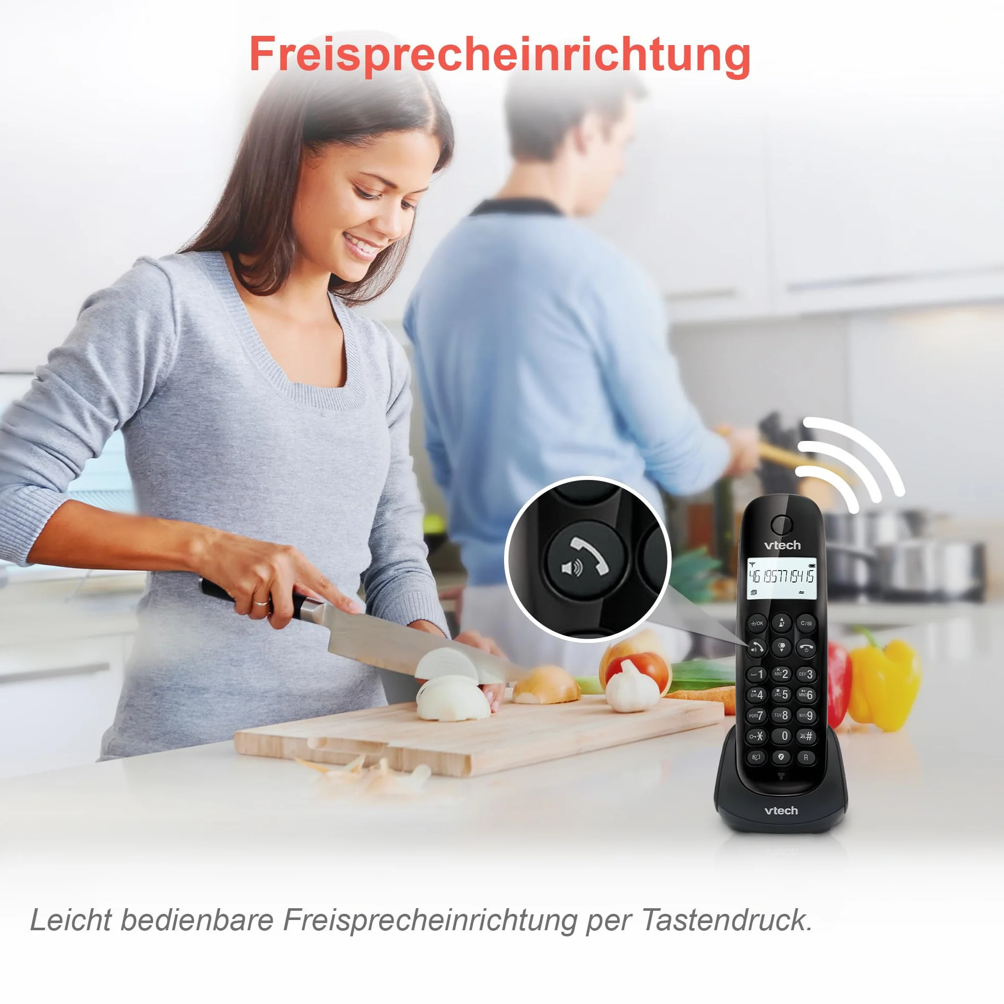 VTech CS1450 Téléphone sans Fil DECT avec Répondeur, Mains Libres, Blocage d'Appels, Identification de l'Appelant, Écran Rétroéclairé