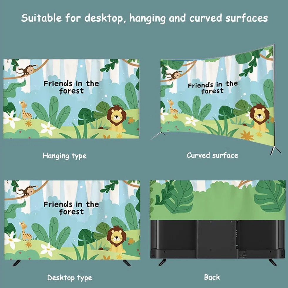 Hiseng Couverture TV Anti-poussière, Housse de Protection de L'écran de Télévision, Chambre À Coucher Intérieure Décoration du Salon Couverture de Poussière (24",Nuage)