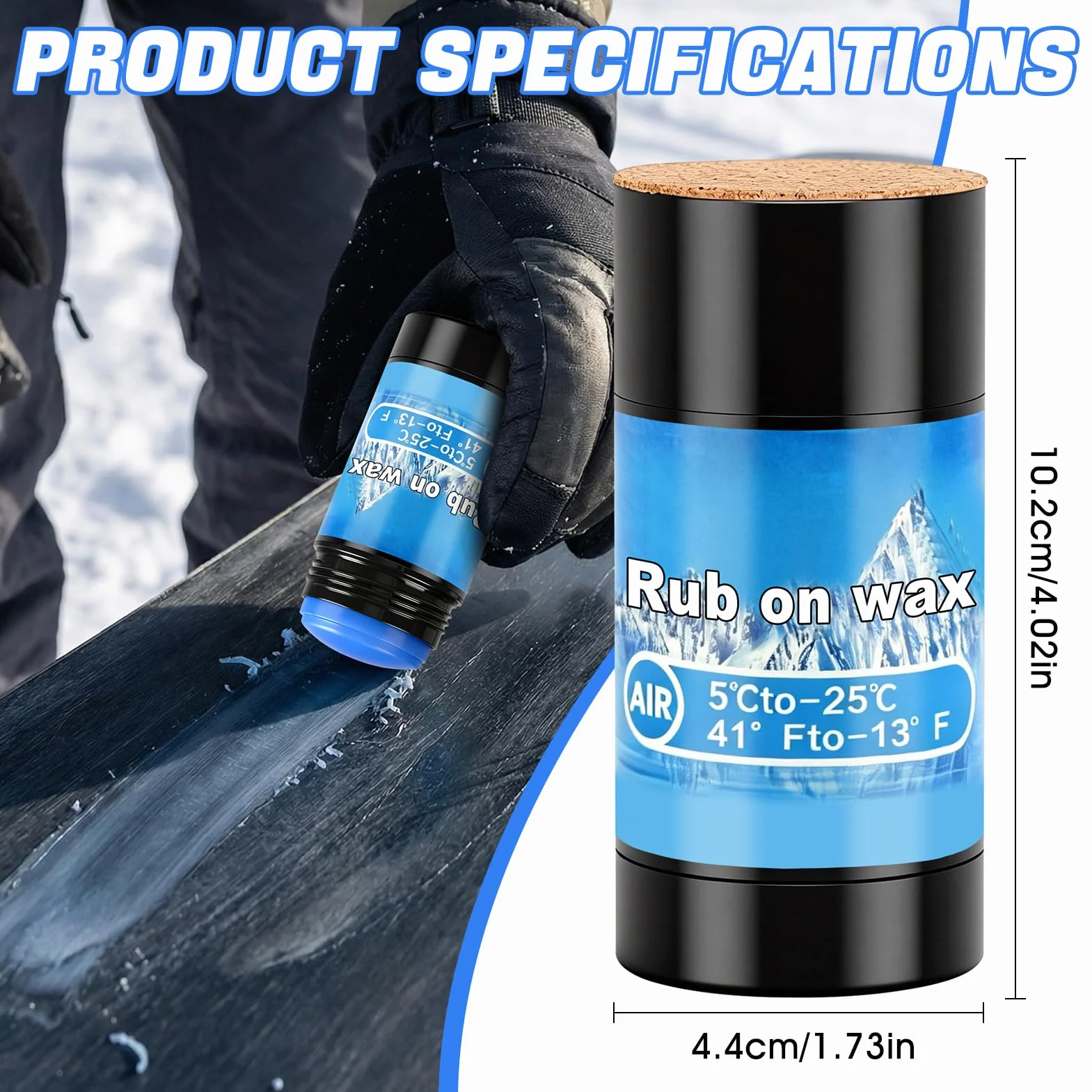 Fart Ski Kit 75g, Fartage Ski - Applicateur en Liège, Convient aux Skis et Snowboards