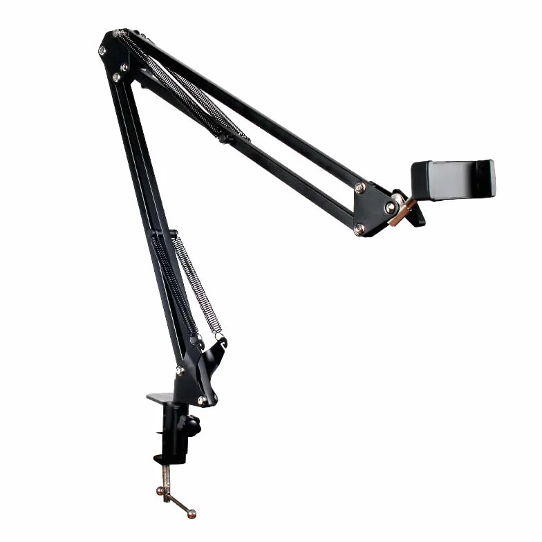 Support de téléphone portable réglable 2 en 1 – 30 cm et clip de support de bureau / lit universel pour iPhone 15/14, idéal pour le streaming en direct, la cuisine, les réunions et les films