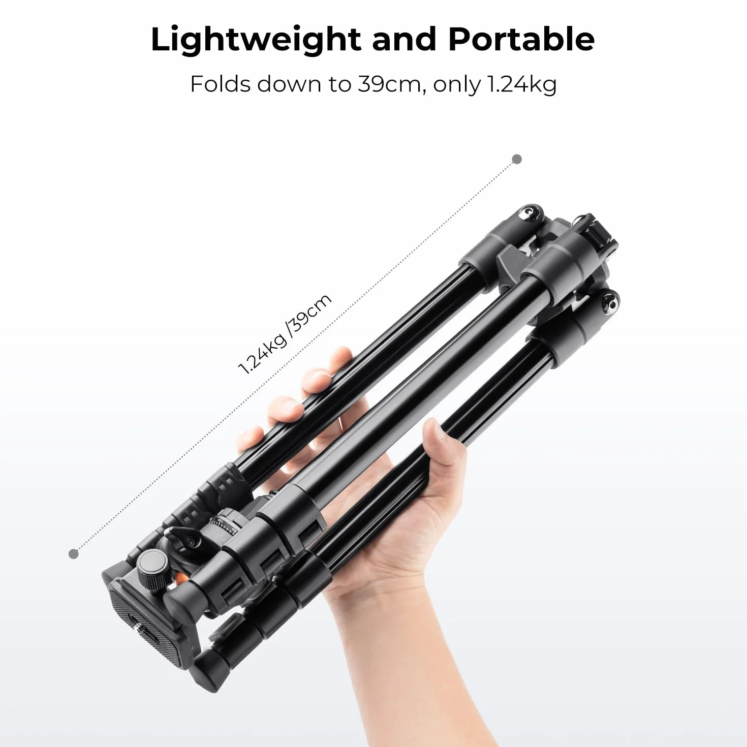 K&F CONCEPT Trépied Appareil Photo Voyage, 163CM Trepied Léger en Aluminium, Trépied pour Smartphone avec Téléphone Support, Trépieds Caméra Compact avec 360° Rotule Ball pour DSLR Caméra(Seul 1.24KG)