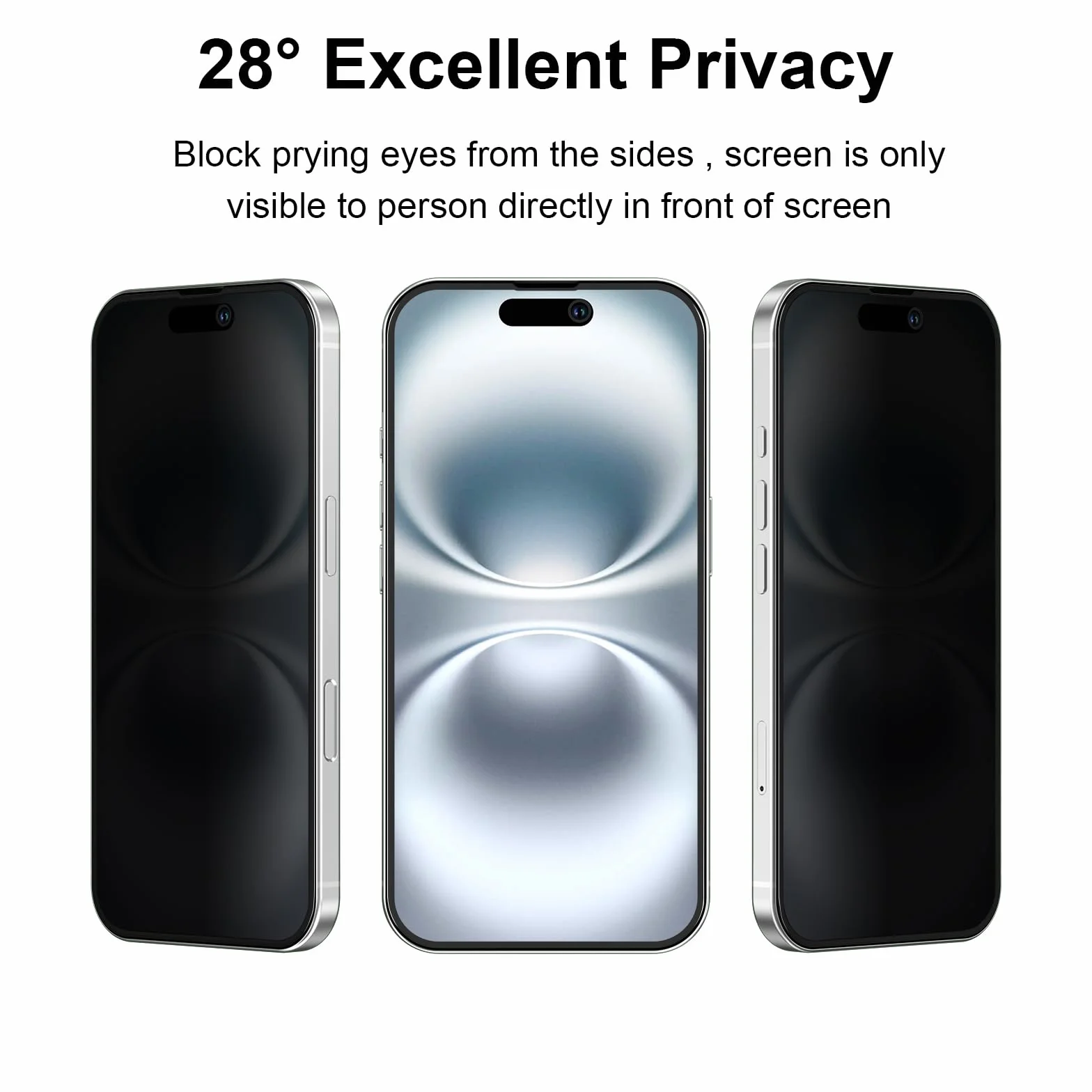 Kit de 3, Verre Trempé Anti-Espion pour iPhone 16, iPhone 15 (6,1 Pouces) Protection écran contre les Rayures - Angle de Confidentialité 28 Degrés Amélioré - Outil d'installation facile inclus (Noir)