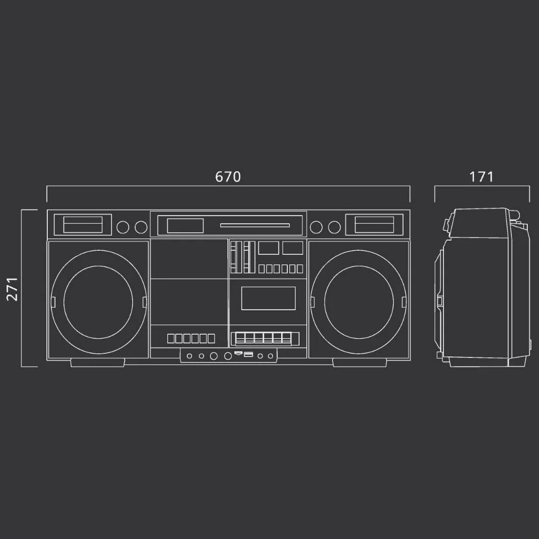 Muse M-380GBS Boombox Cassettes rétro Lecteur CD AUX Bluetooth Compatible Smartphone Enregistreur Cassette Design Vintage