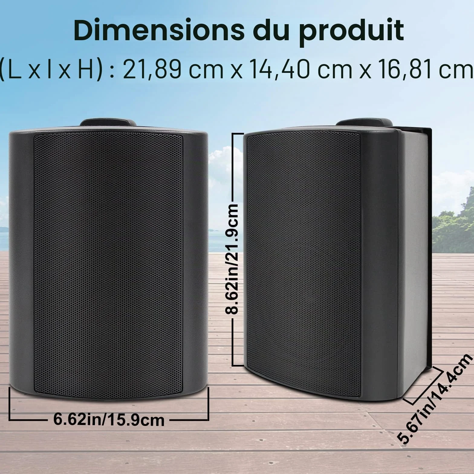 Herdio Etanche Enceintes d'extérieur 4 Pouces avec 400 Watts de Basses puissantes, Couverture sonore stéréo à Large Plage, durabilité par Tous Les Temps (2 Paires, Noir)