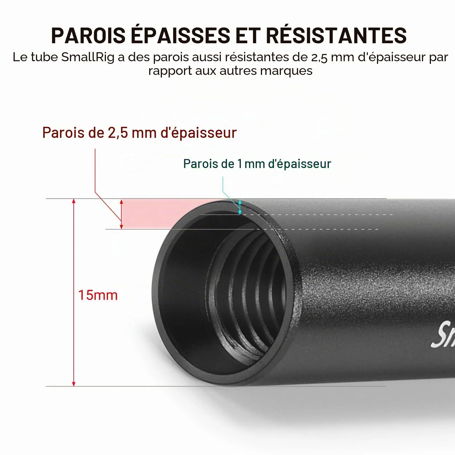 SMALLRIG 15mm Rod en Alliage D'aluminium 30cm, Lot de 2-1053