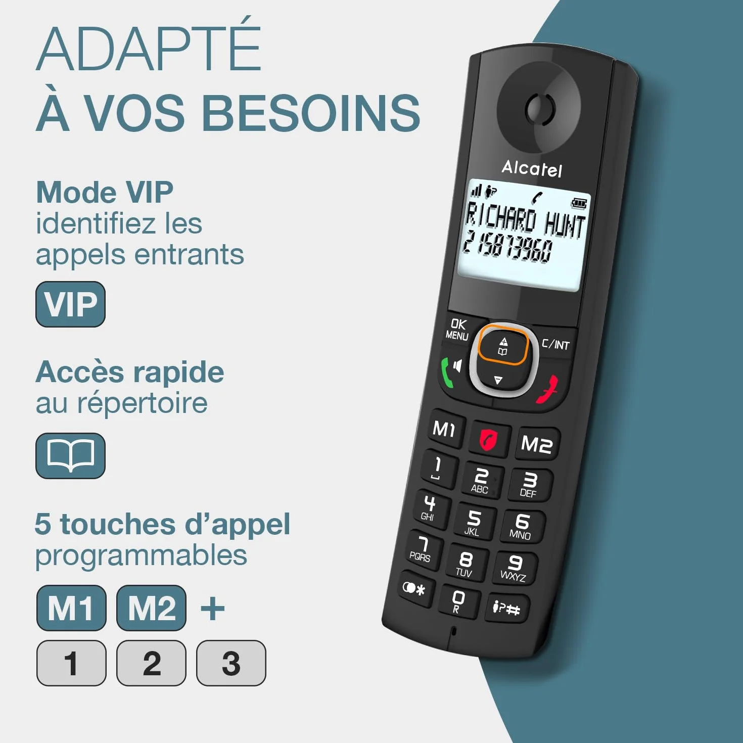 ALCATEL F530 Voice Duo Téléphone Fixe Sans Fil DECT Avec Répondeur Noir