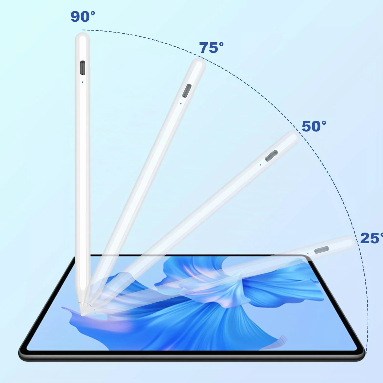 KBCASE Stylet Universel pour Tablette Android Samsung Lenovo Huawei Xiaomi Vivo, Sensibilité à l'inclinaison, Haute Précision, Recharge Rapide, Blanc