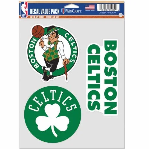 NBA Boston Celtics Lot de 3 autocollants multi-usage fan Couleurs de l'équipe