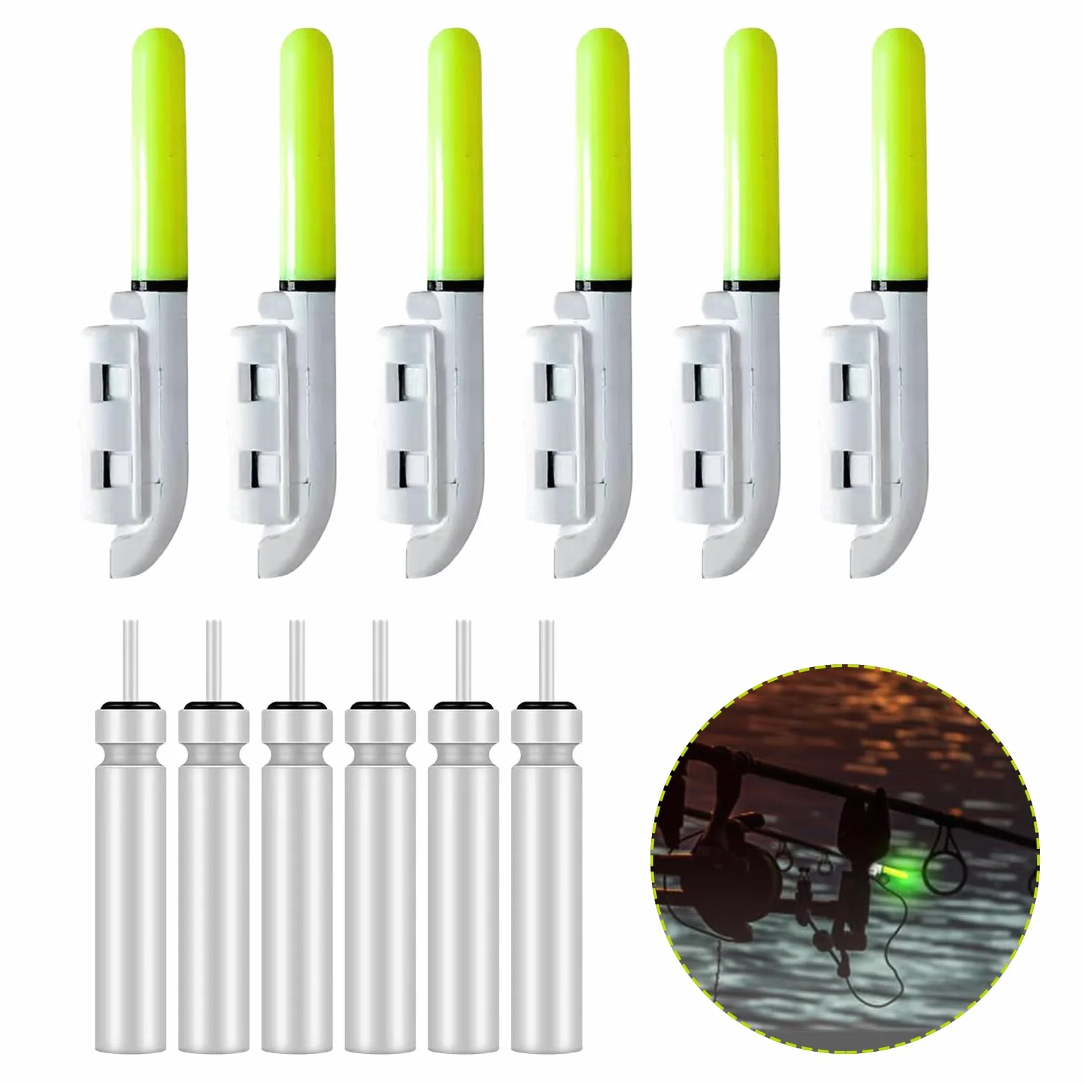 Lot de 6 détecteurs de touche LED étanches pour la pêche en mer, avec piles