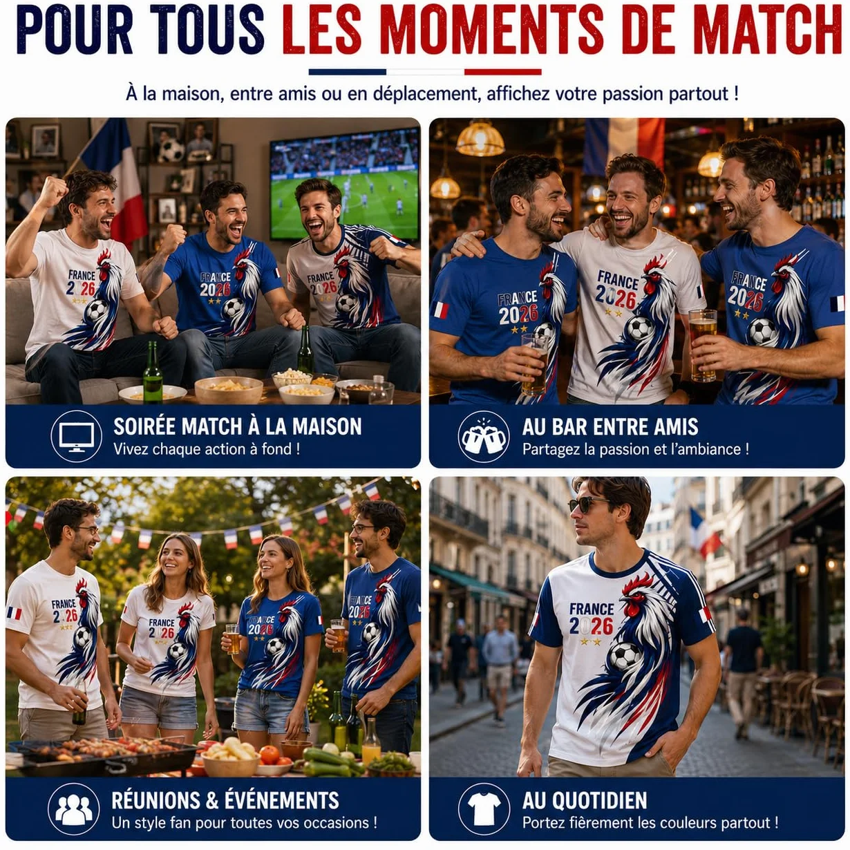 Maillot de Supporter de Football France 2026 Haut décontracté Coupe Classique