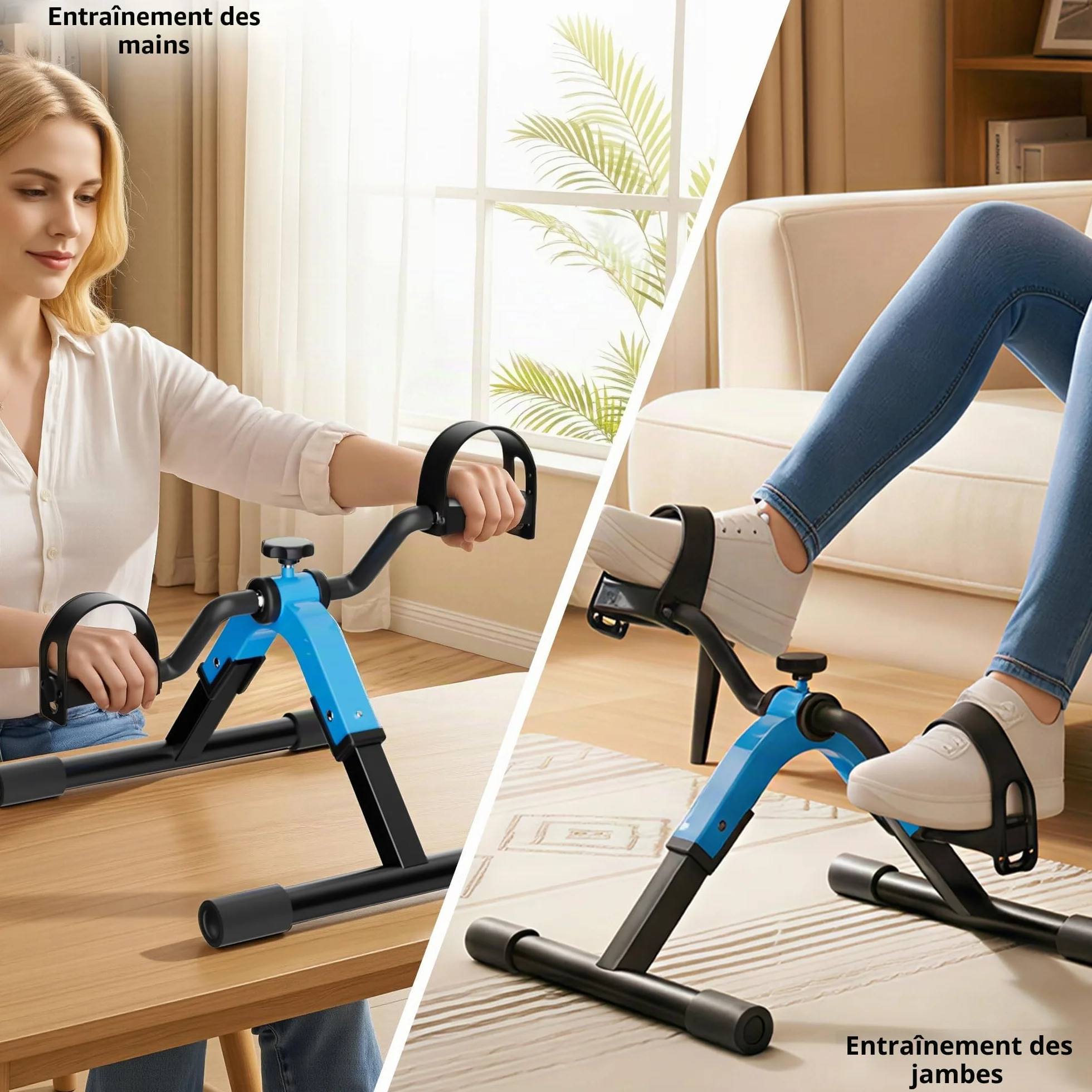 Mini Vélo d'appartement Pédalier pour Personnes âgées, Machine d'entraînement Bras sous Bureau