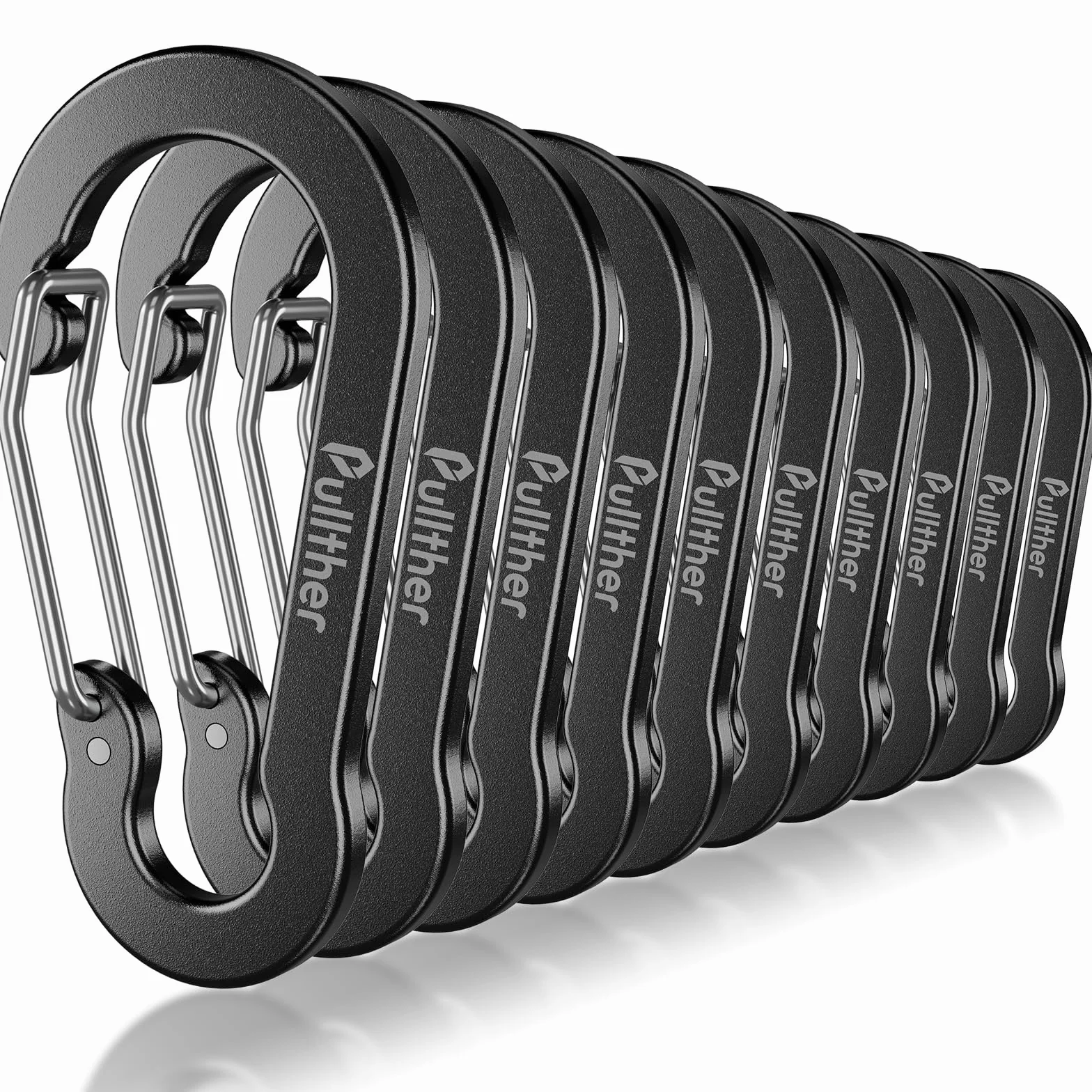 Lot de 10 Mousquetons Multifonction 70mm Aluminium pour Plein Air Randonnée Camping Pêche