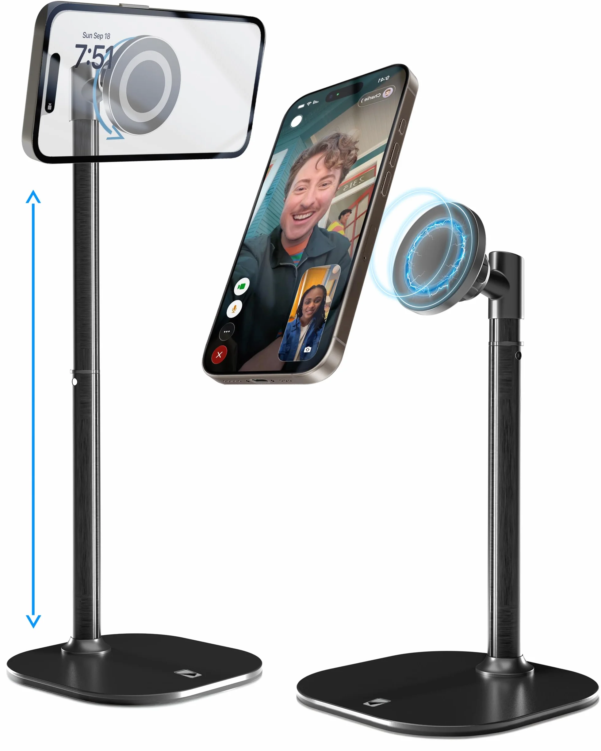 COOPER MagStand Magnétique Réglable Support iPhone pour Bureau Enregistrement Vidéo Compatible MagSafe iPhone 17 Pro Max 16/15/14/13/12 Petit Trépied