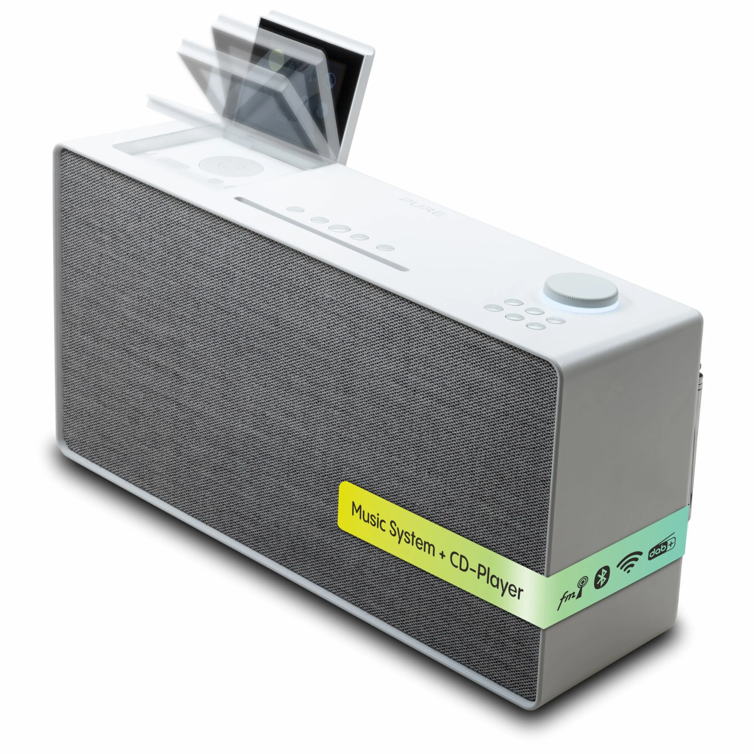 Pure Evoke Home Système de musique tout-en-un pour la maison avec radio DAB+/FM, radio Internet, podcasts, Spotify Connect, Bluetooth, CD et son stéréo puissant de 100 watts, Cotton White