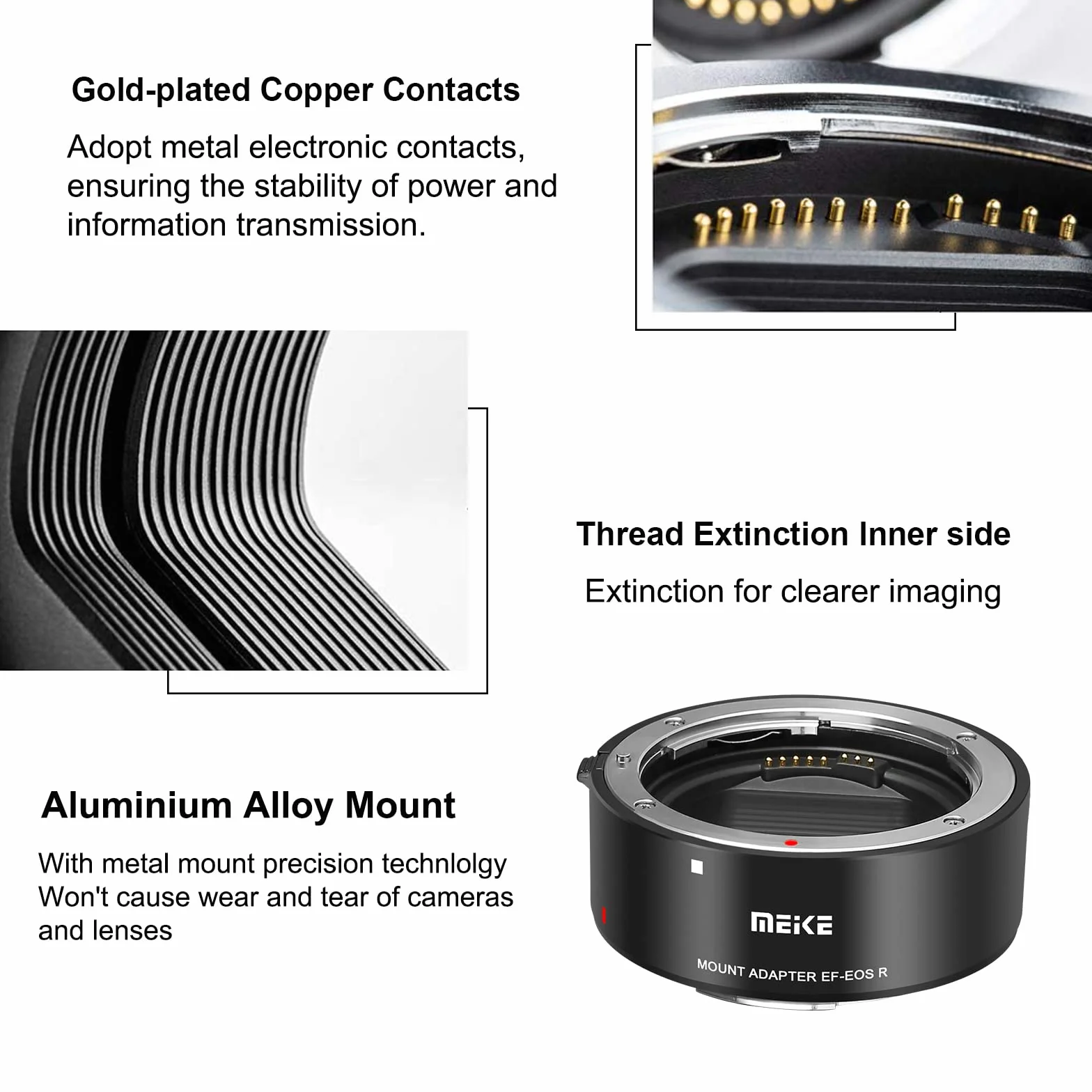 Meike MK-EFTR Adaptateur de Montage Canon EF-EOS R – Support Full Frame et Auto Focus