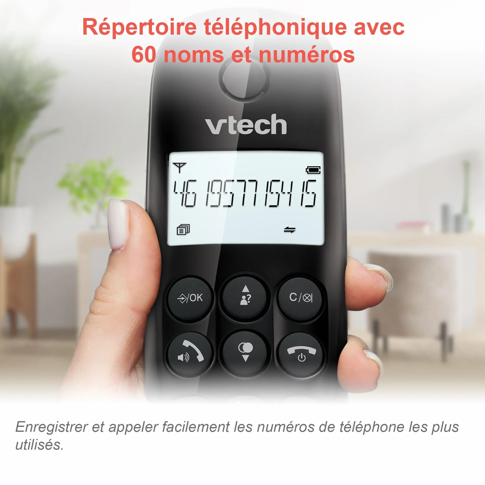 VTech CS1450 Téléphone sans Fil DECT avec Répondeur, Mains Libres, Blocage d'Appels, Identification de l'Appelant, Écran Rétroéclairé