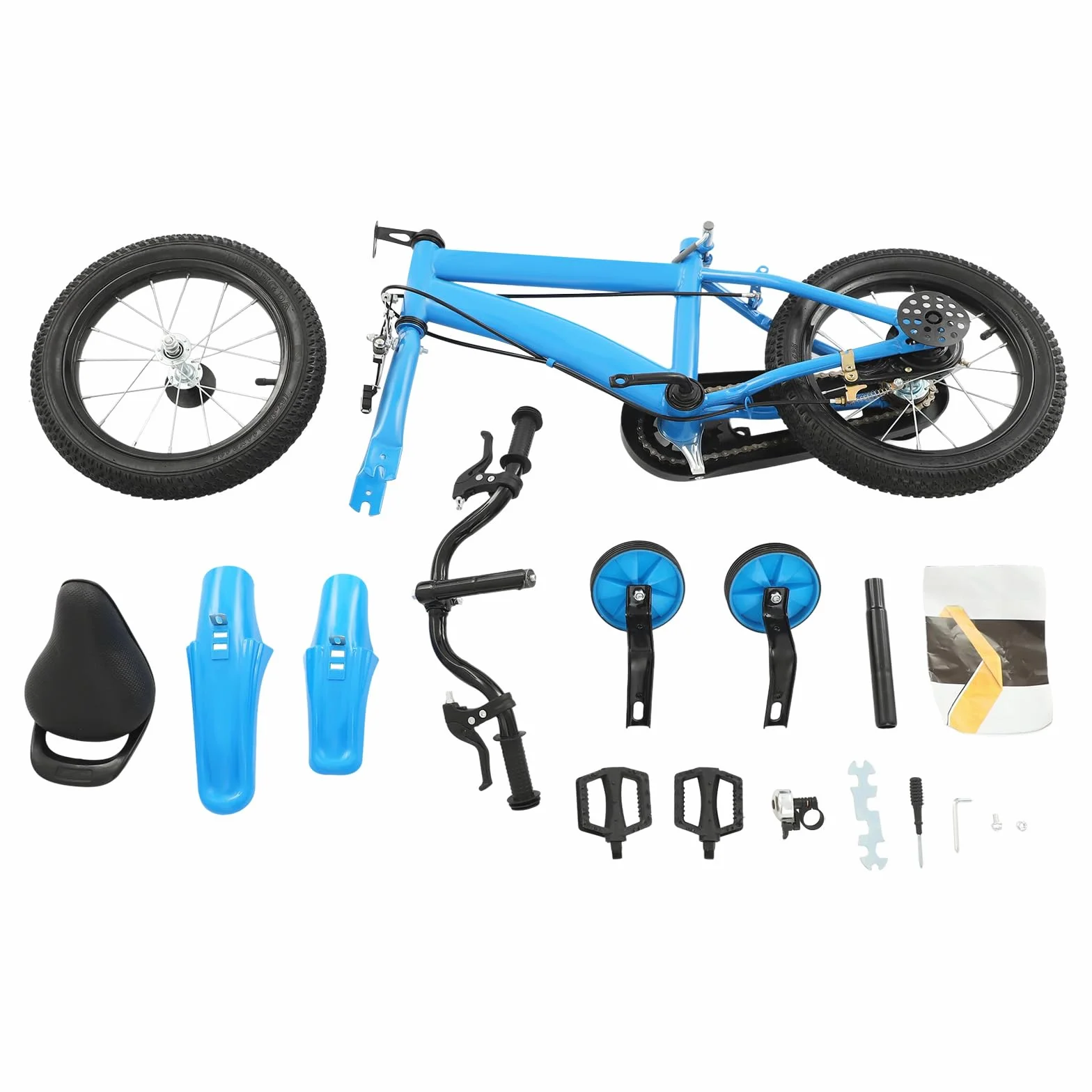 Vélo Enfant 14 Pouces Réglable Acier Carbone Garçon Fille Roues Stabilisatrices 3-6 Ans