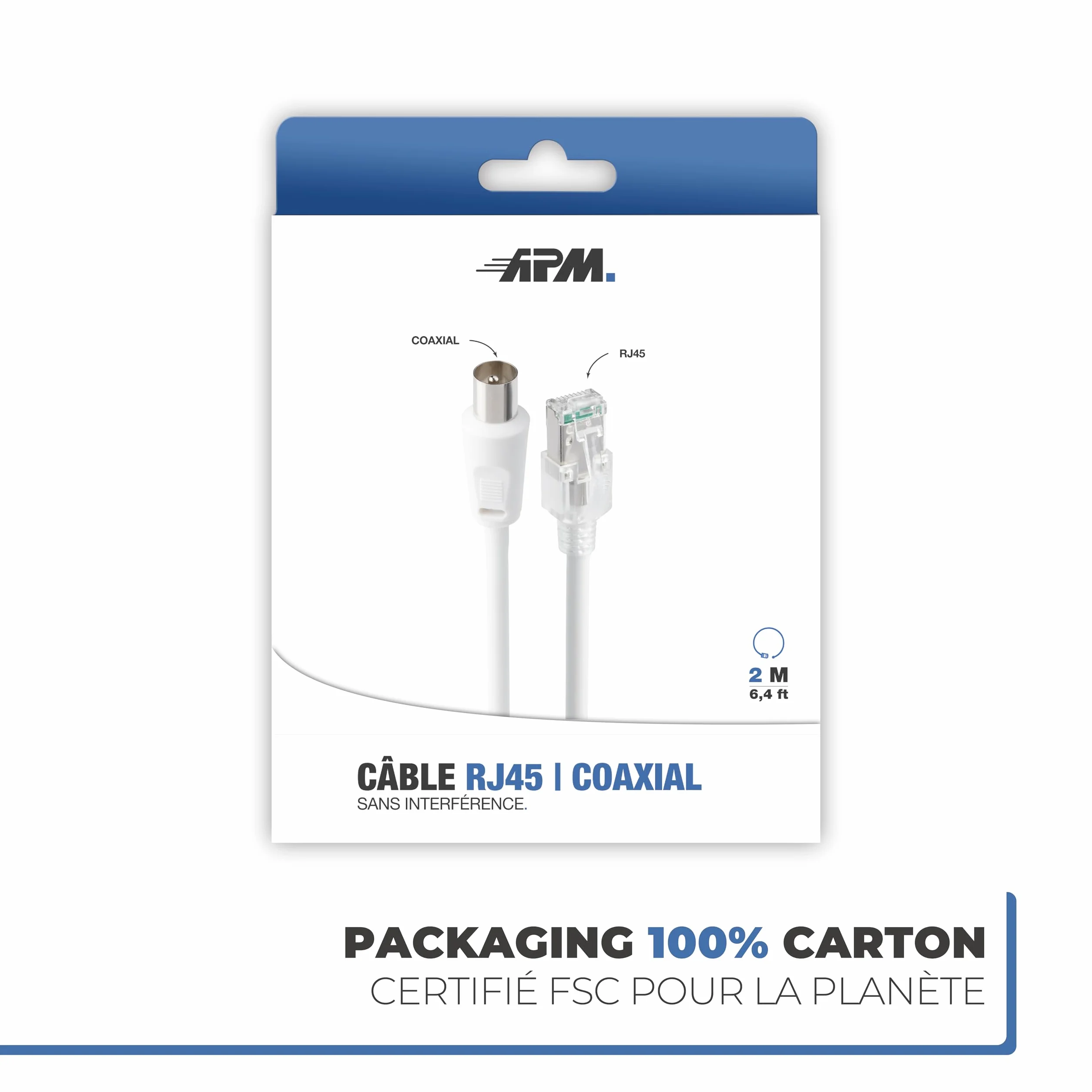 APM France, 408025, Câble Rj45 / Coaxial, 2M