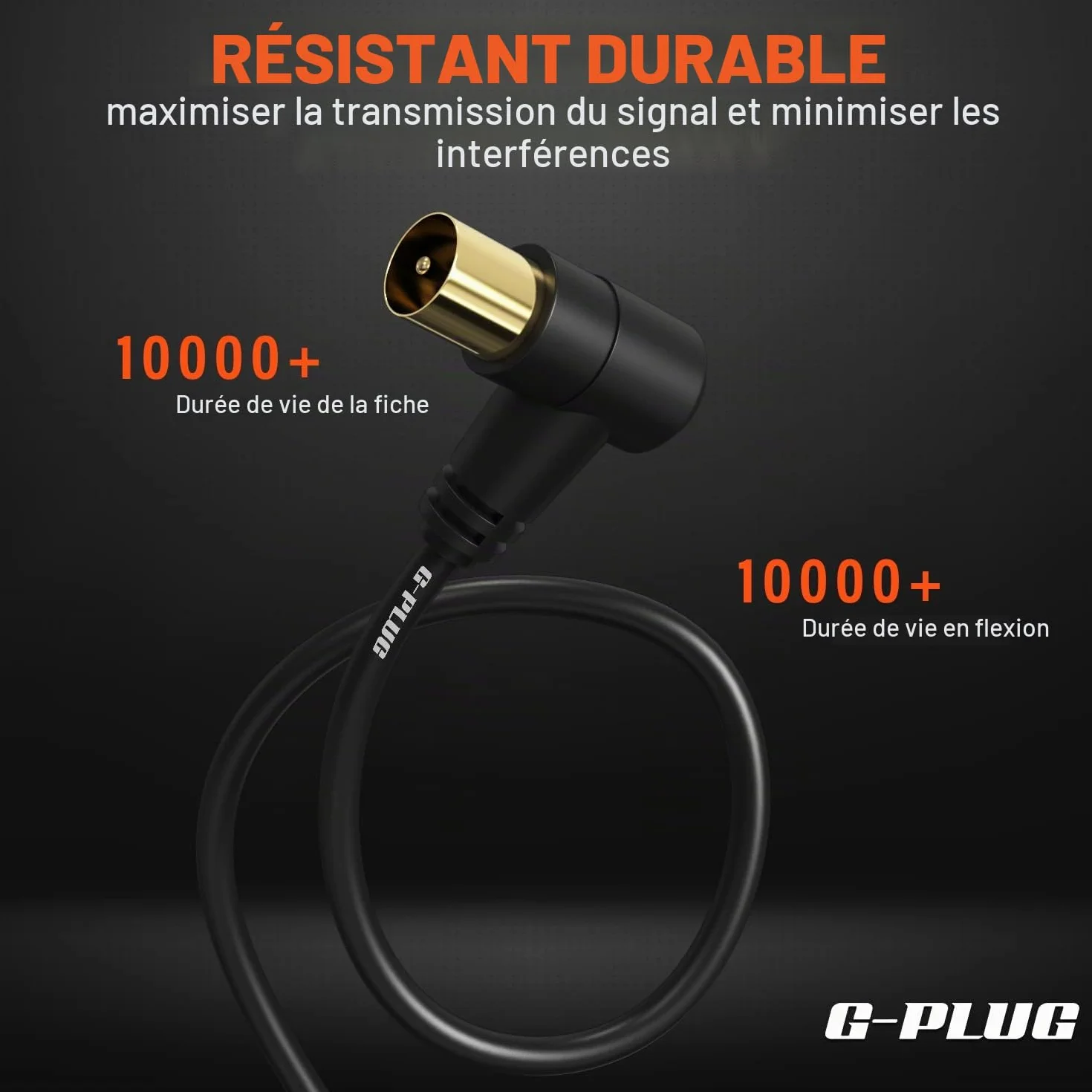 Câble d’Antenne TV 2m Angle Droit Coaxial Mâle-Mâle avec Adaptateur Connecteurs RF Plaqués Or