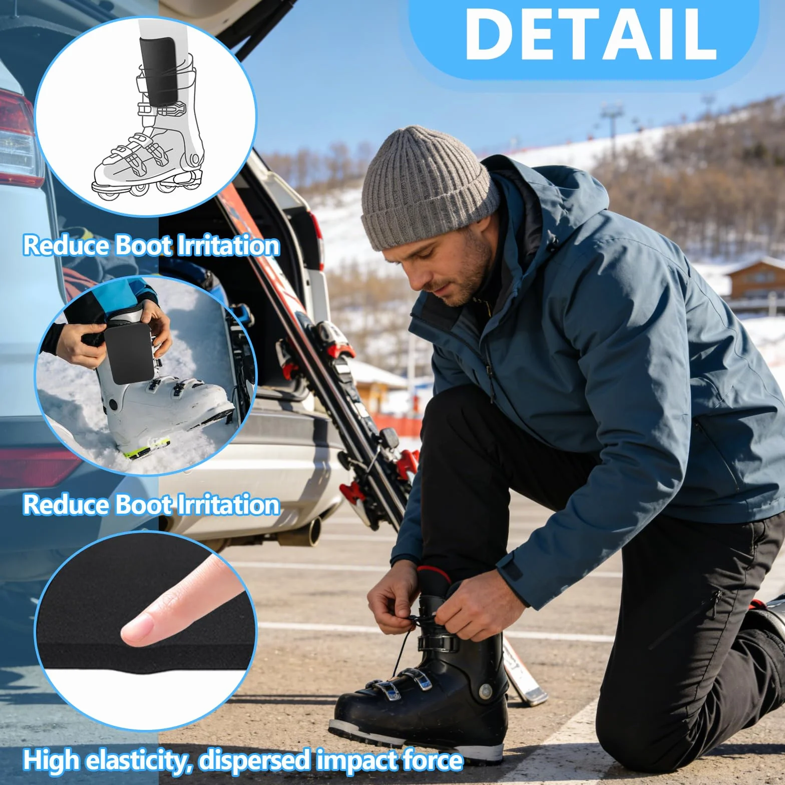 Lot de 4 protège-tibias snowboard en mousse épaisse pour chaussures de ski et snowboard